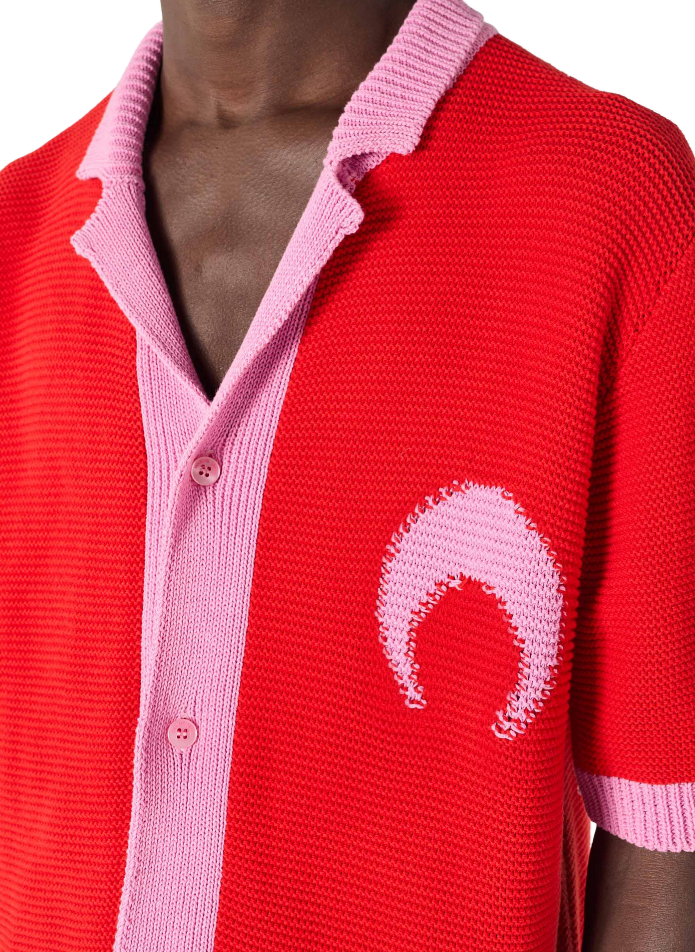 Chemise en maille crochet moon contrastée unisexe MARINE SERRE Rouge