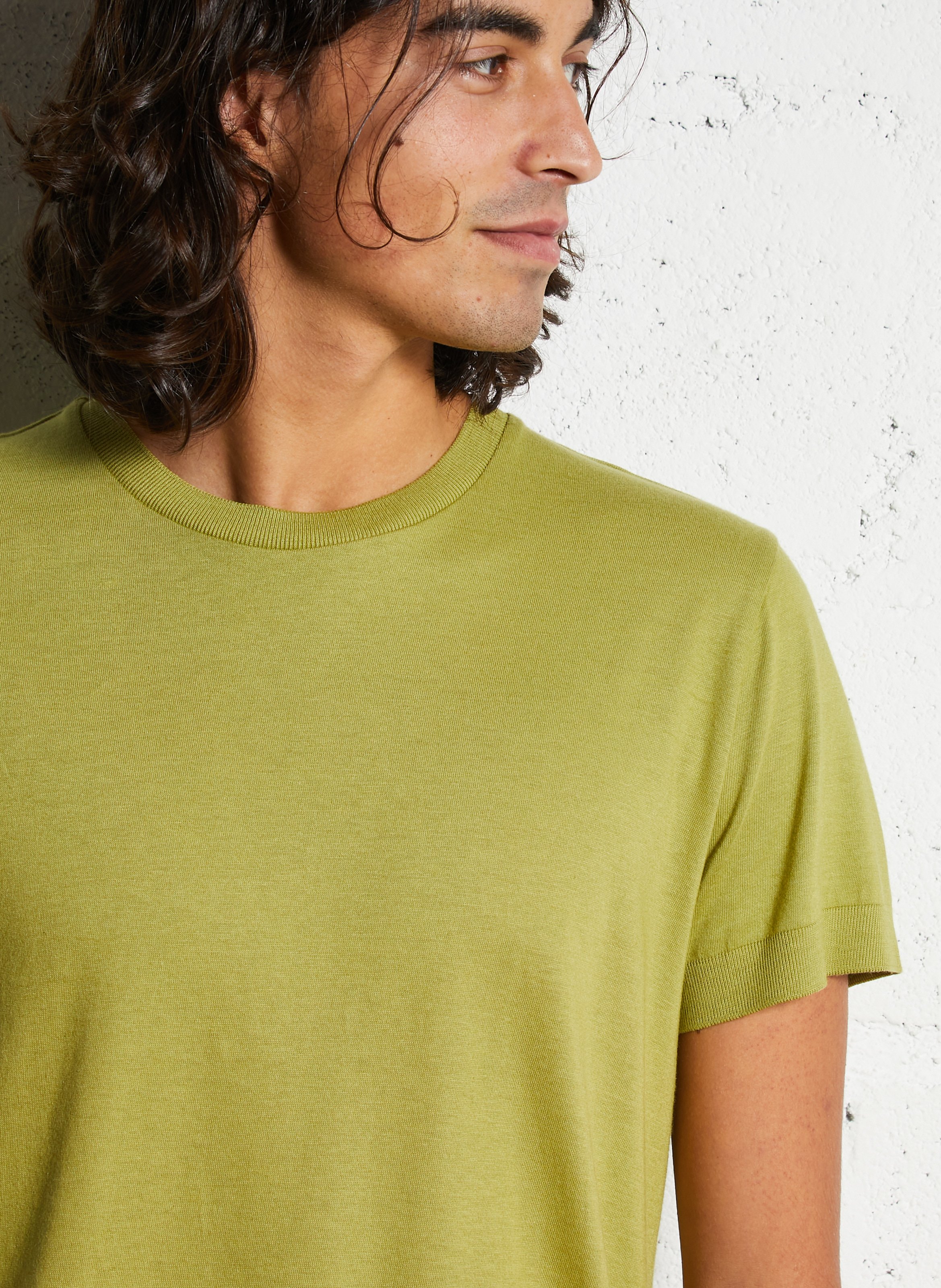 Tee-shirt droit col rond en coton mélangé IKKS Vert