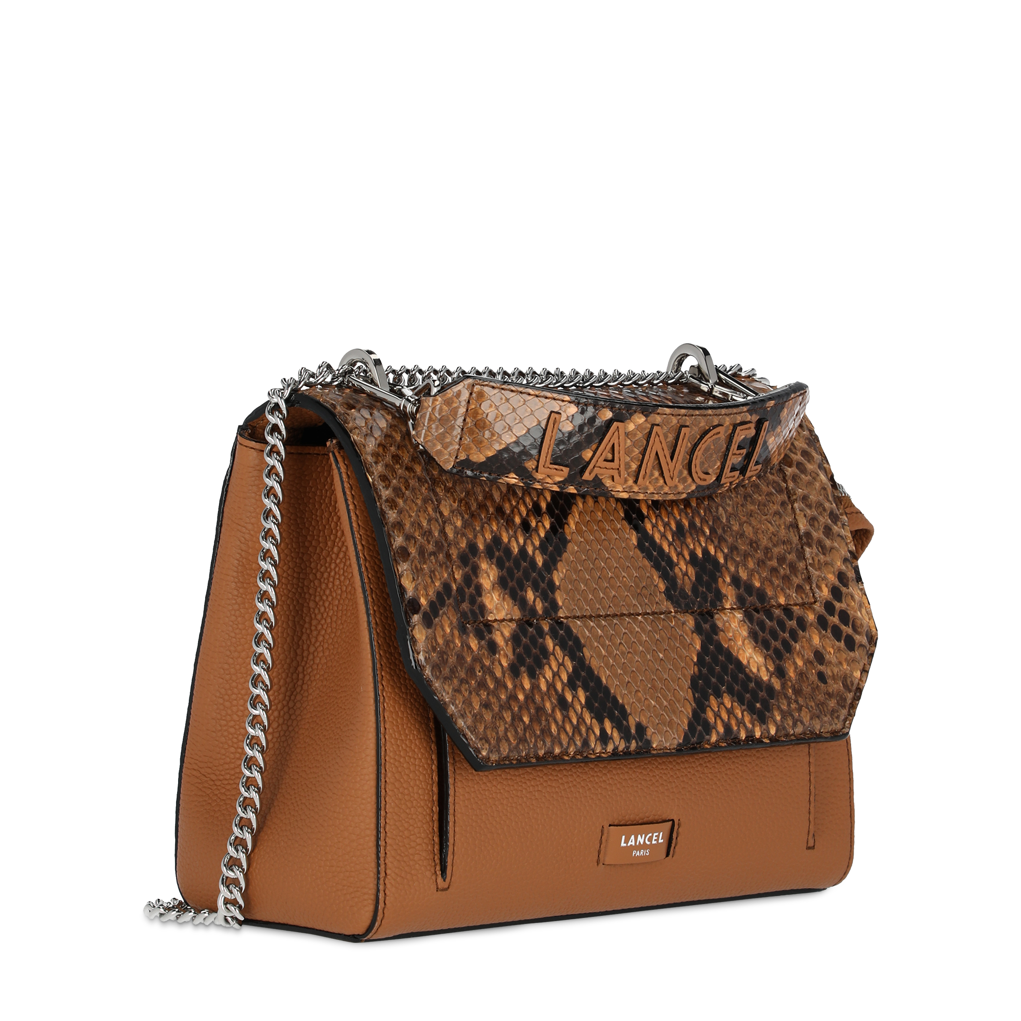 Sac rabat ninon de lancel en cuir de vachette graine & python LANCEL Beige