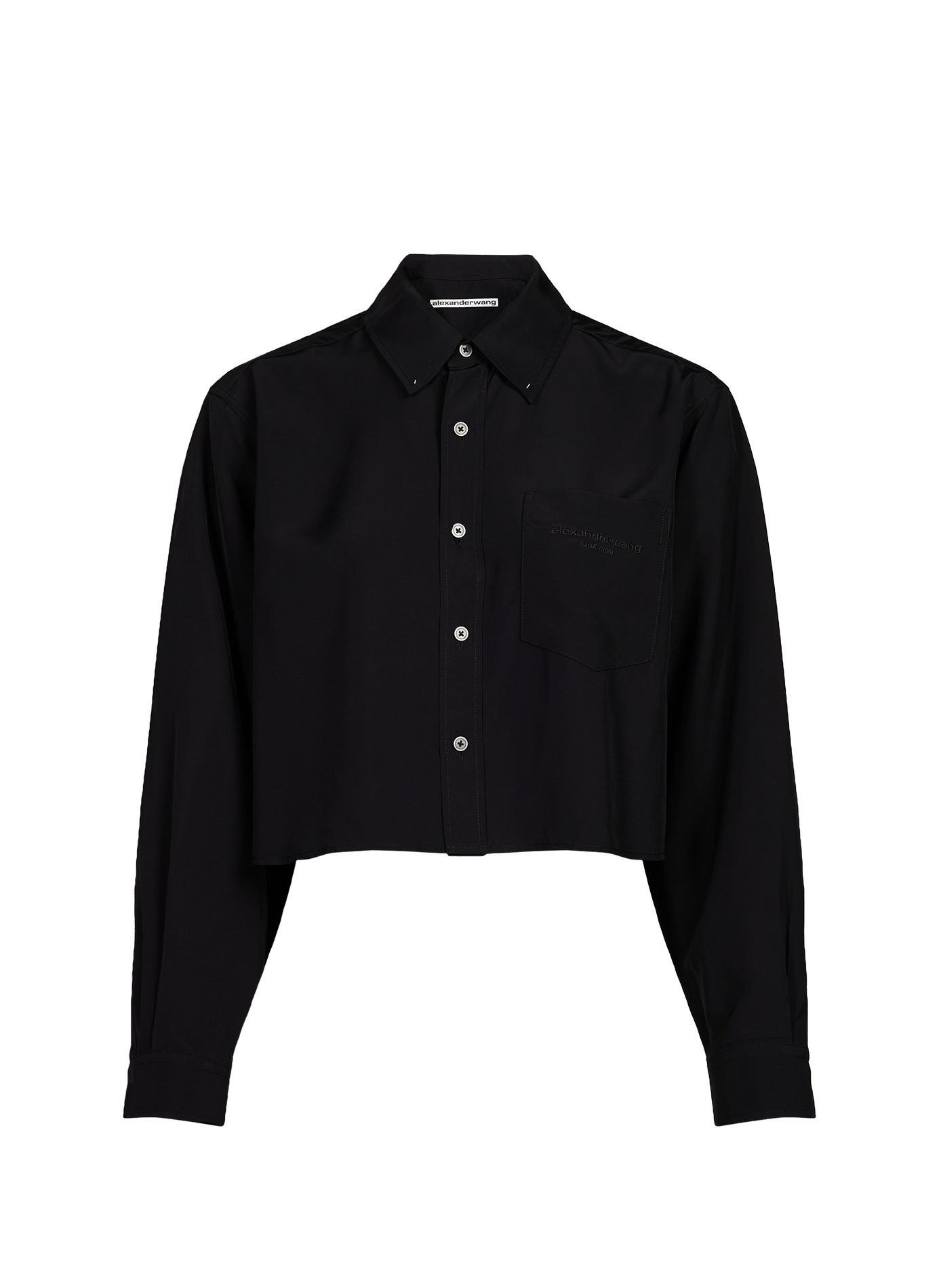 Einfarbiges Crop-Top mit langen Ärmeln ALEXANDER WANG Schwarz
