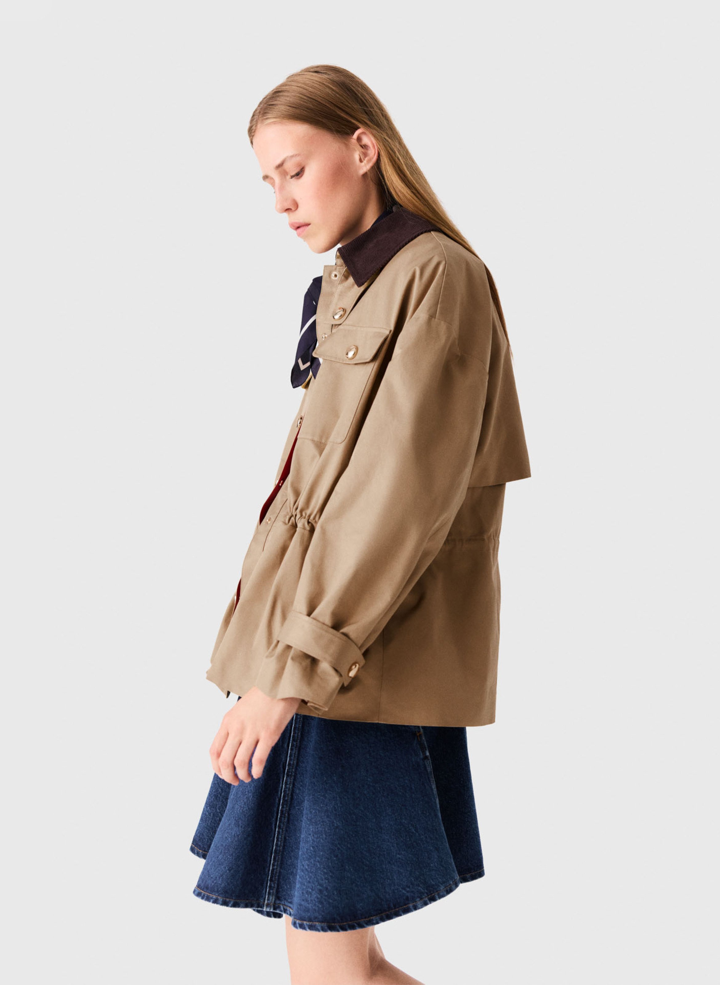 Veste col classique en coton mélangé MAJE Beige