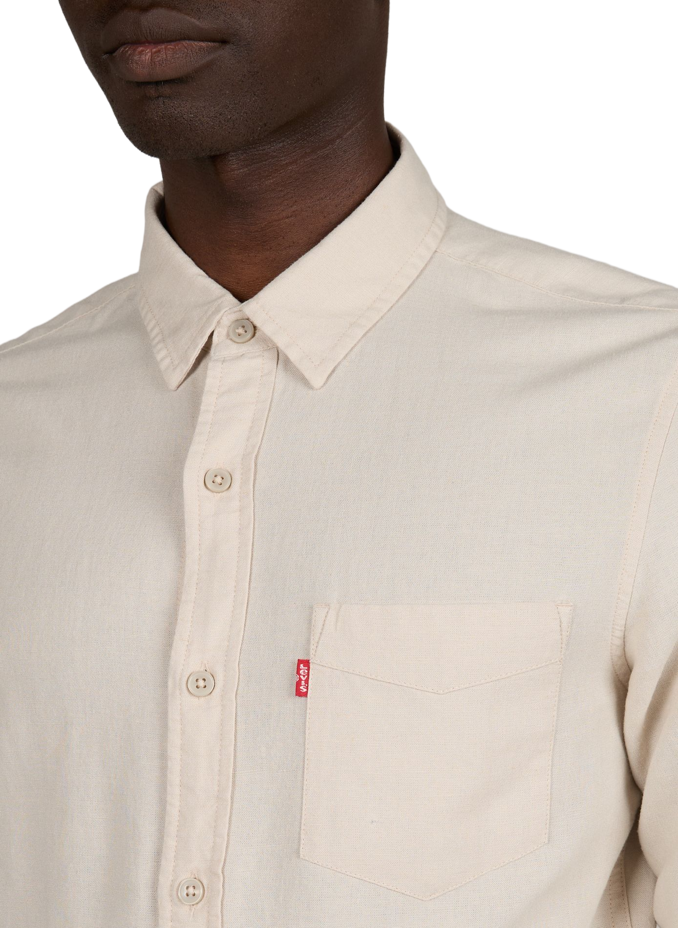 Solid shirt with classic collar in blended linen and cotton. LEVI'S Beige