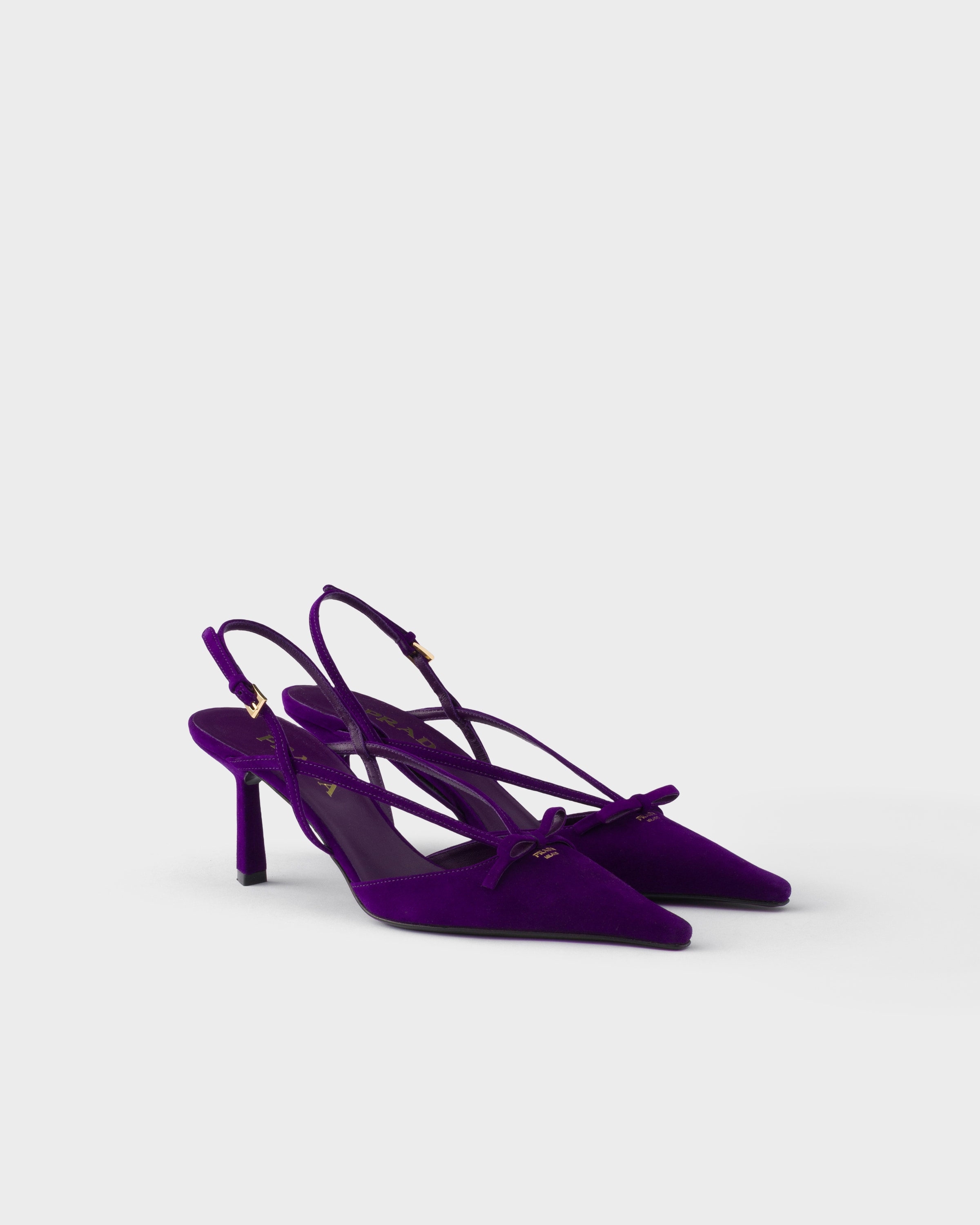 Escarpins à bride arrière en veau velours PRADA Violet