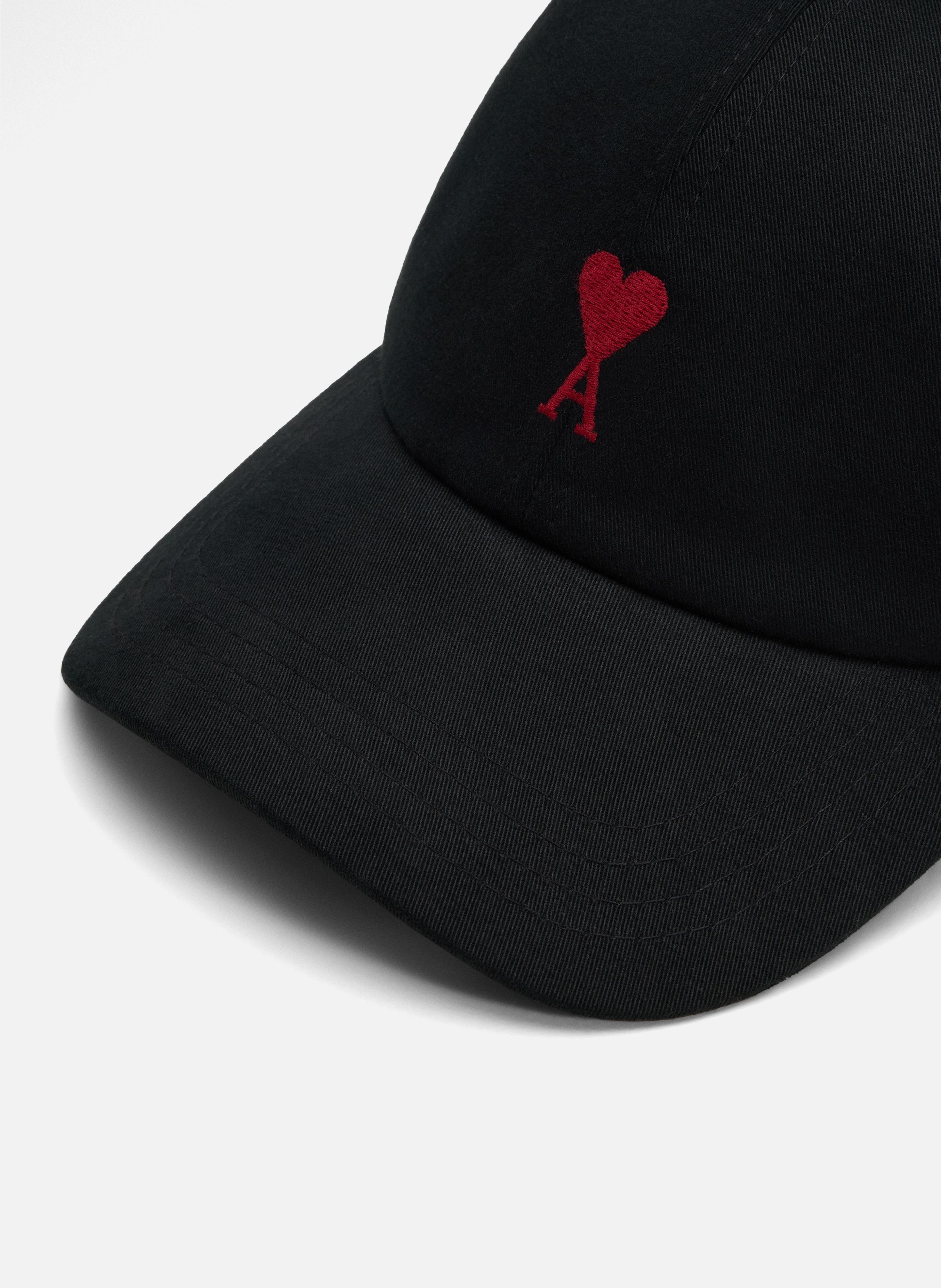 Casquette broderie ami de coeur rouge unisexe AMI PARIS Noir