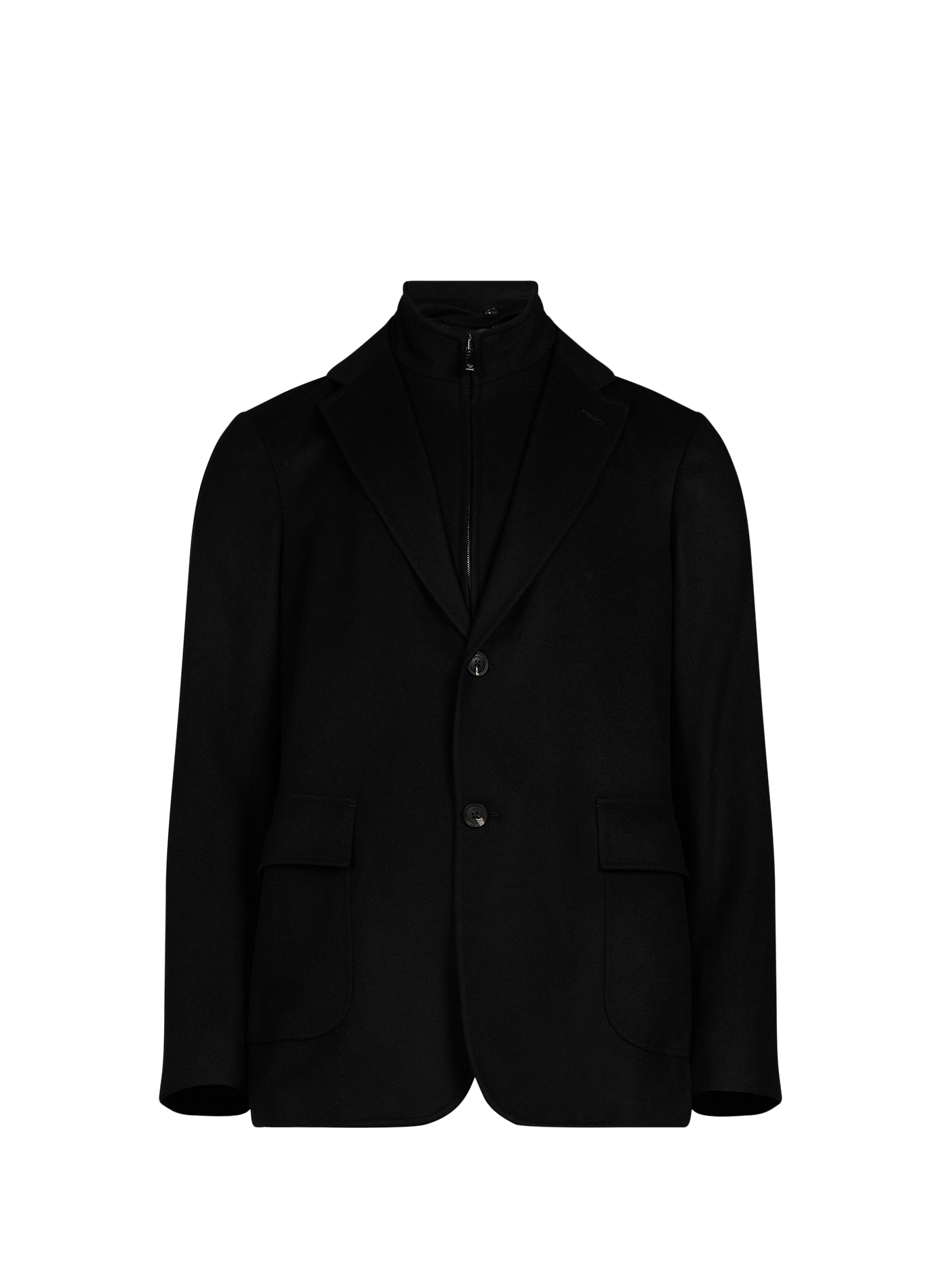 Veste légère droite en laine et cachemire EMPORIO ARMANI Noir