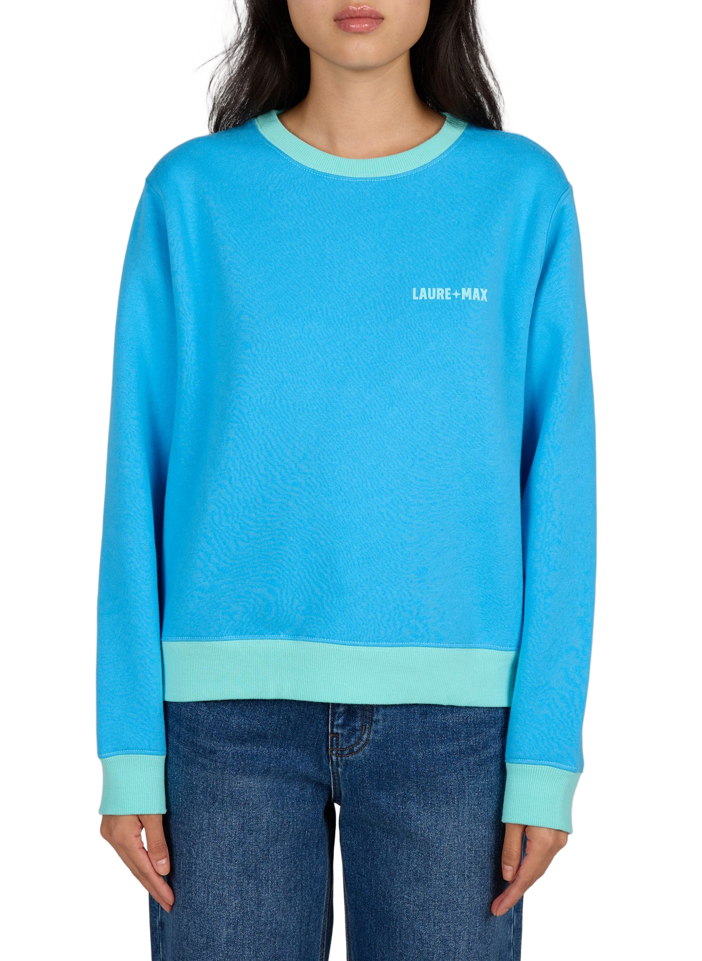 <p>Pull mit Rundhalsausschnitt aus Baumwollmischung</p> LAURE+MAX Blau