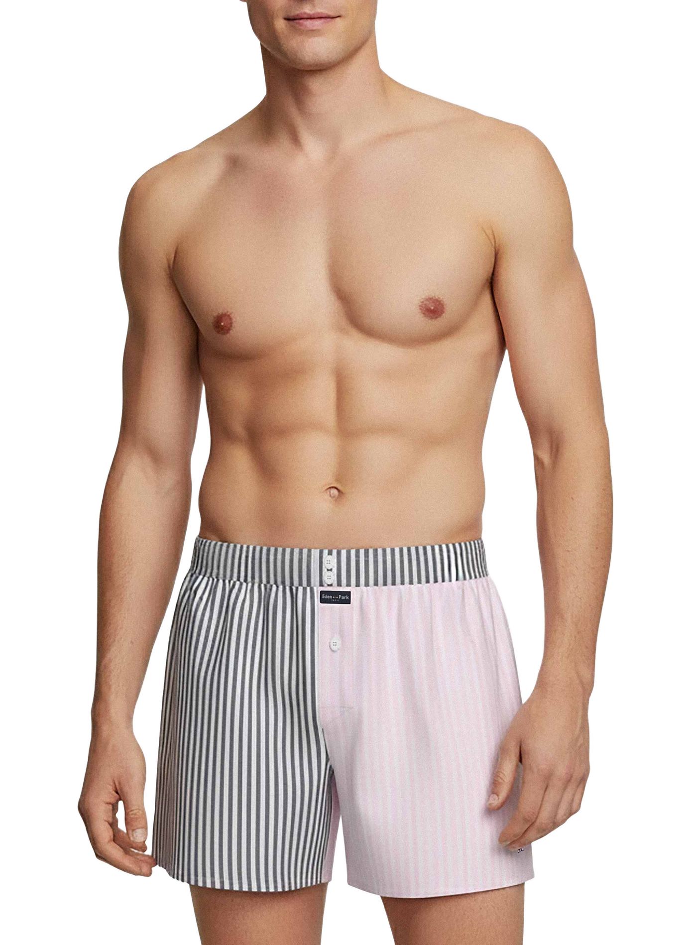 Gerade geschnittene Boxershorts aus gestreifter Baumwolle | Rosa EDEN PARK Herren