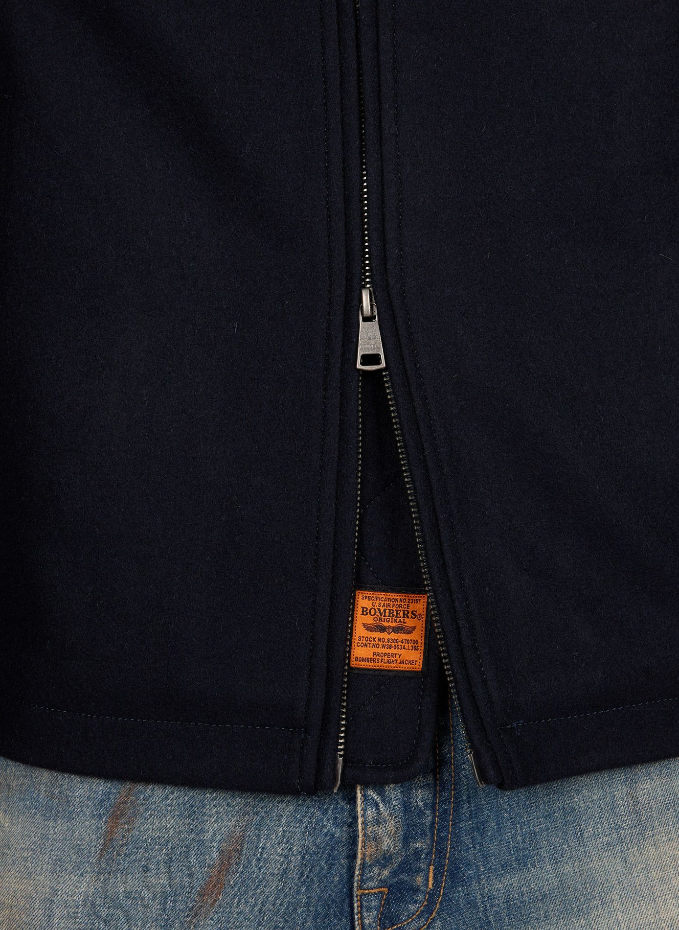 High-neck zip-up jacket in a wool blend BOMBERS ORIGINAL Blue