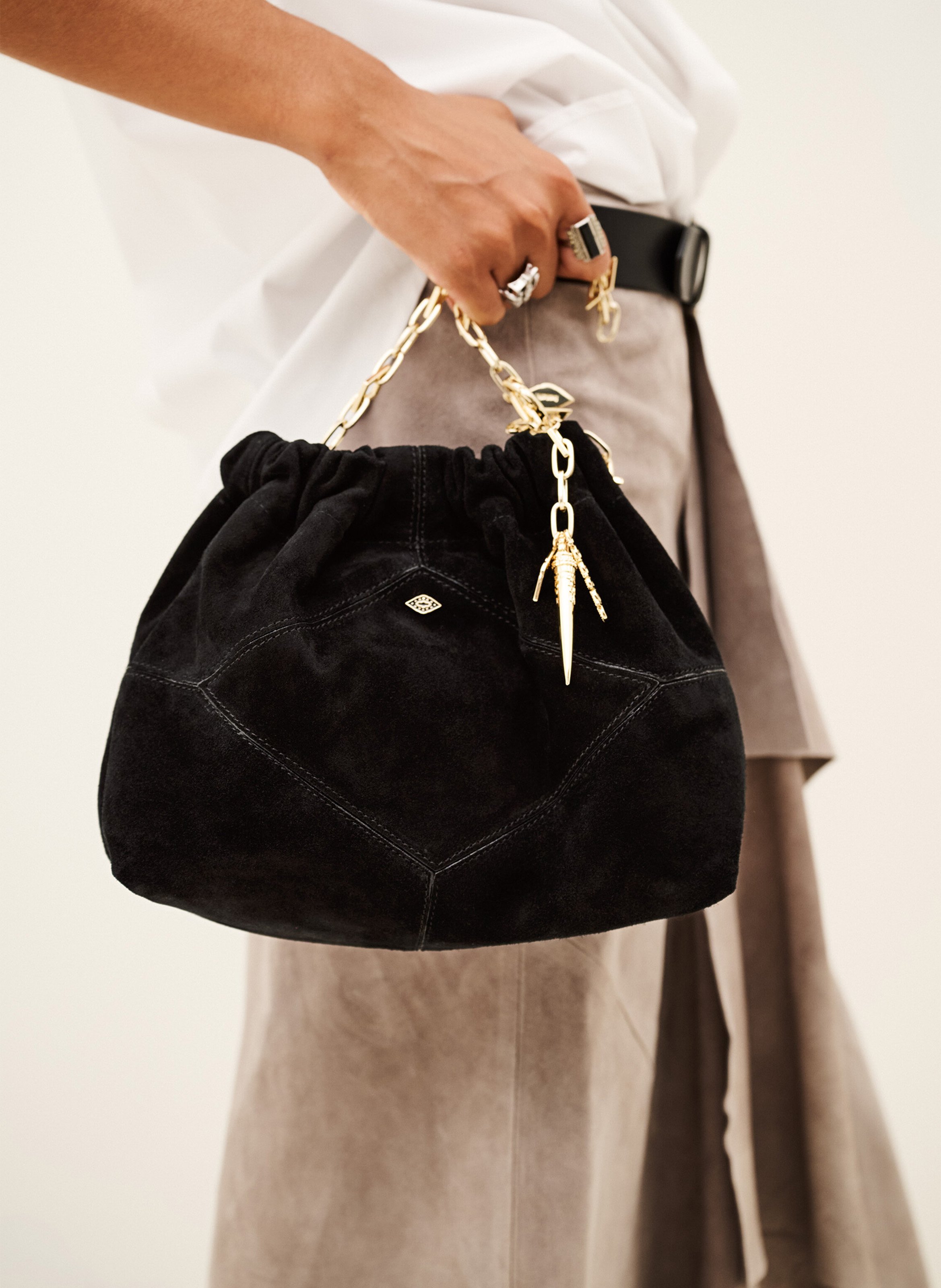 Sac porté épaule en cuir mini june tote BA&SH Noir