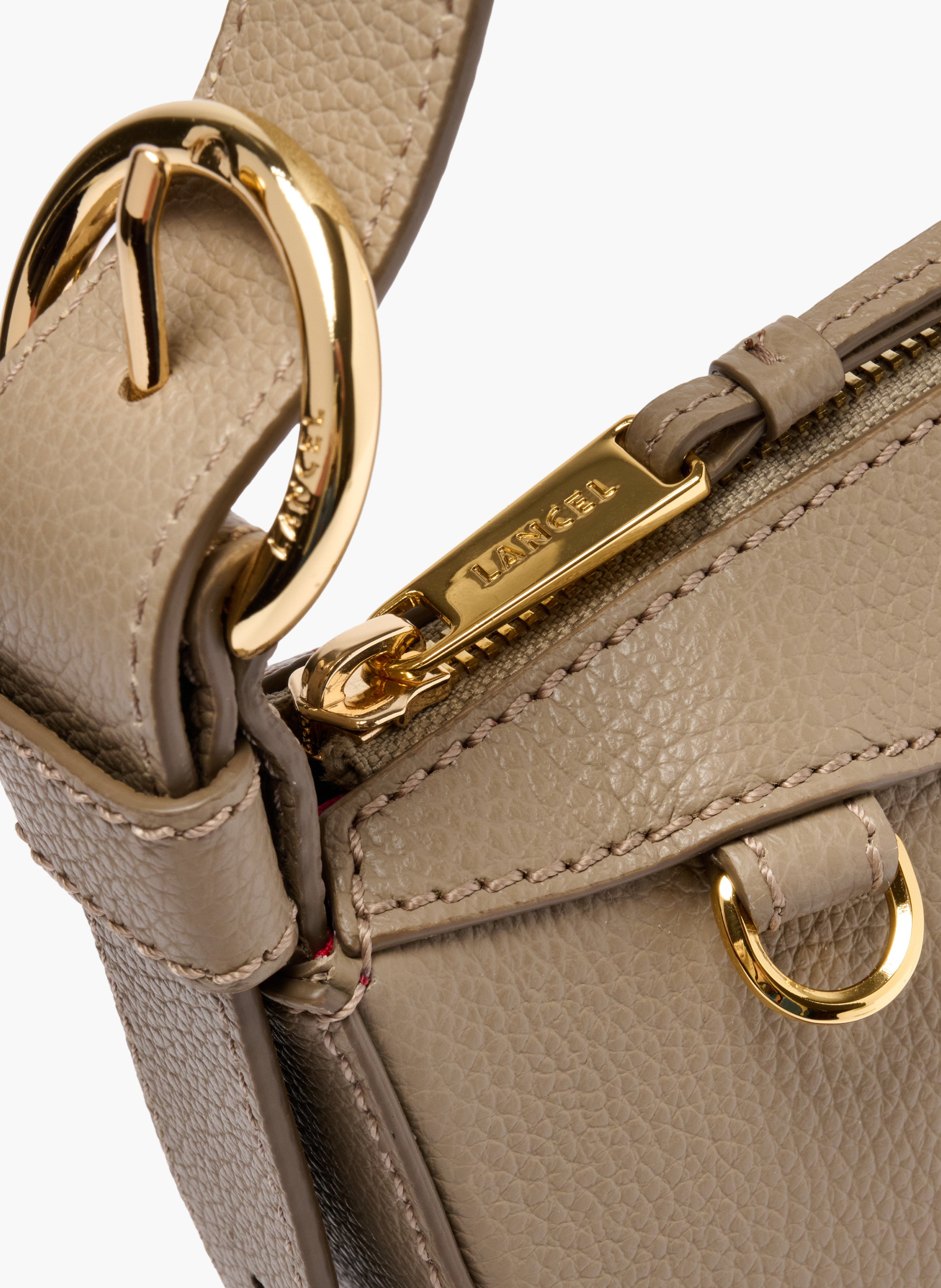 Sac porté croisé demi lune faubourg de lancel en cuir LANCEL Beige