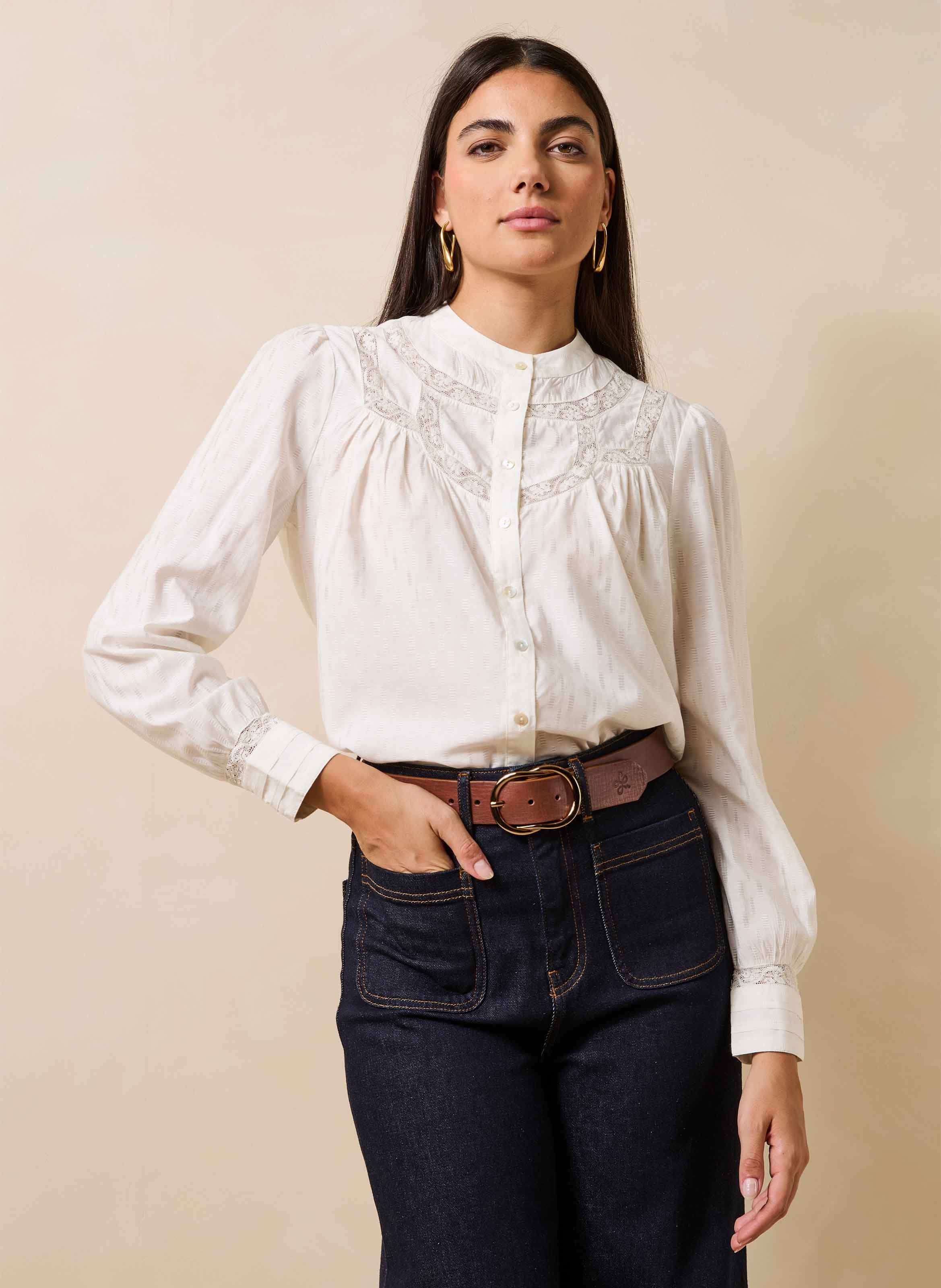 Blouse met ronde hals LA FEE MARABOUTEE Wit