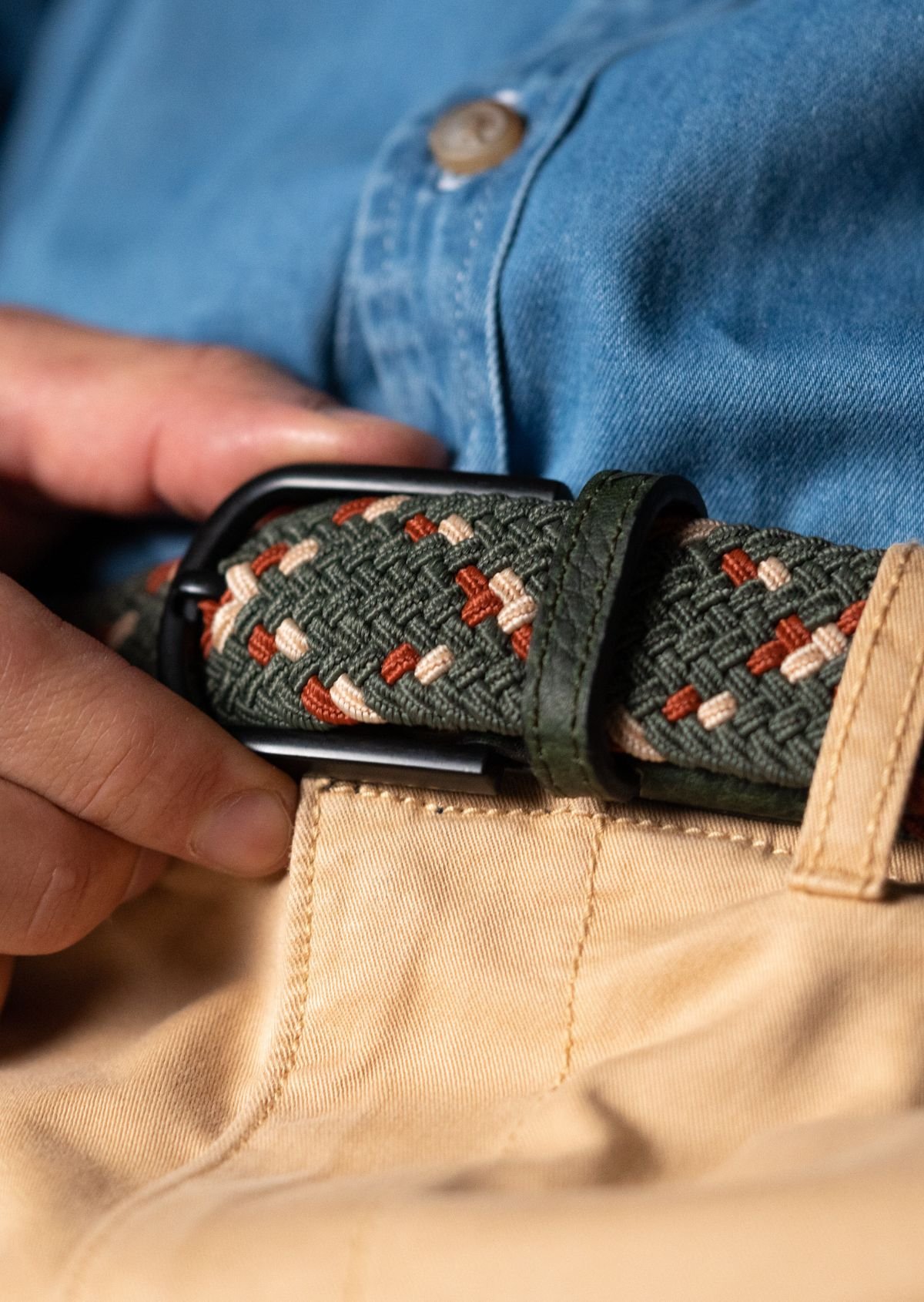 Ceinture tressée élastique multicolore BILLYBELT Vert