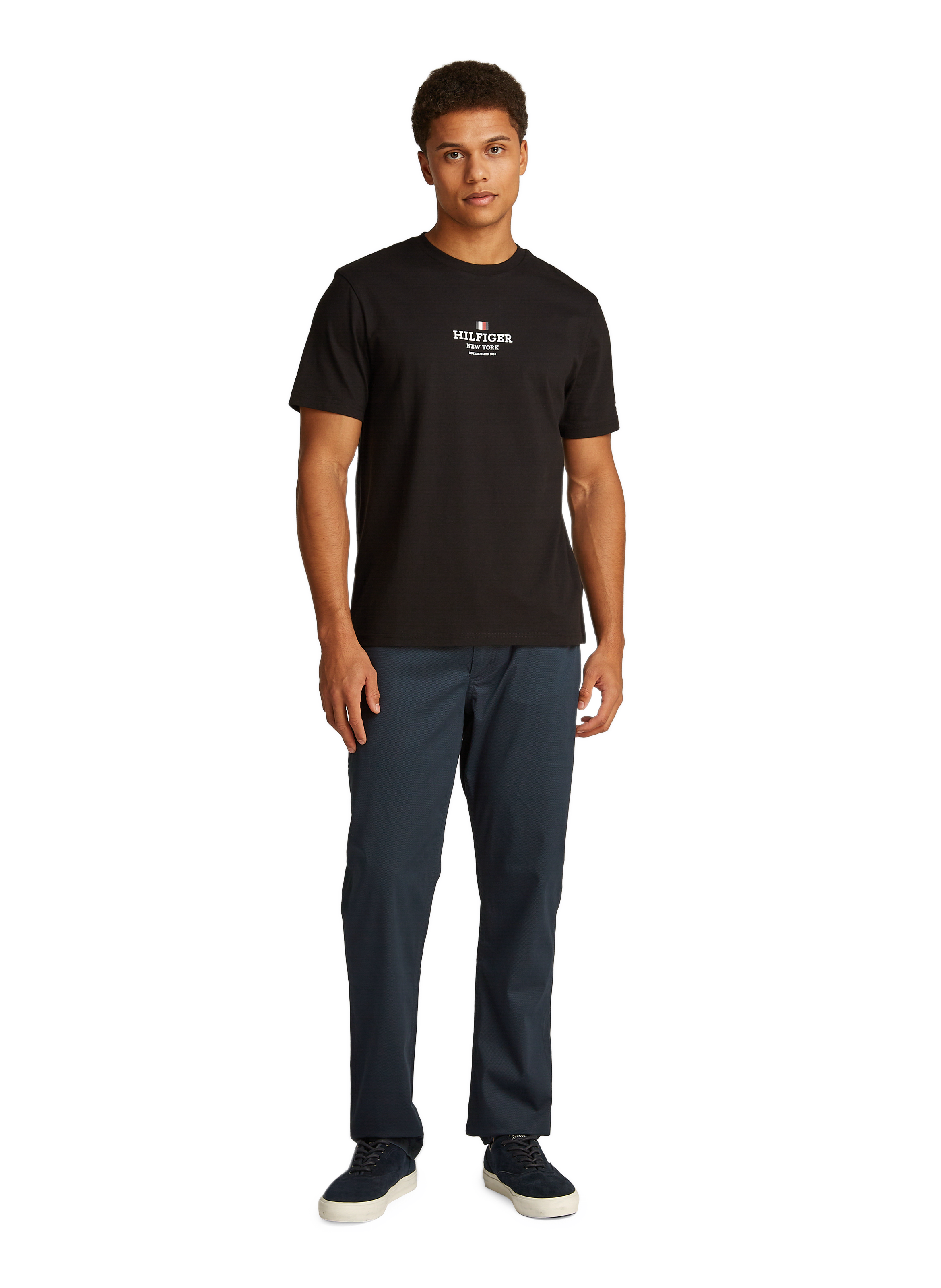 Cotton and linen chino trousers TOMMY HILFIGER Blue