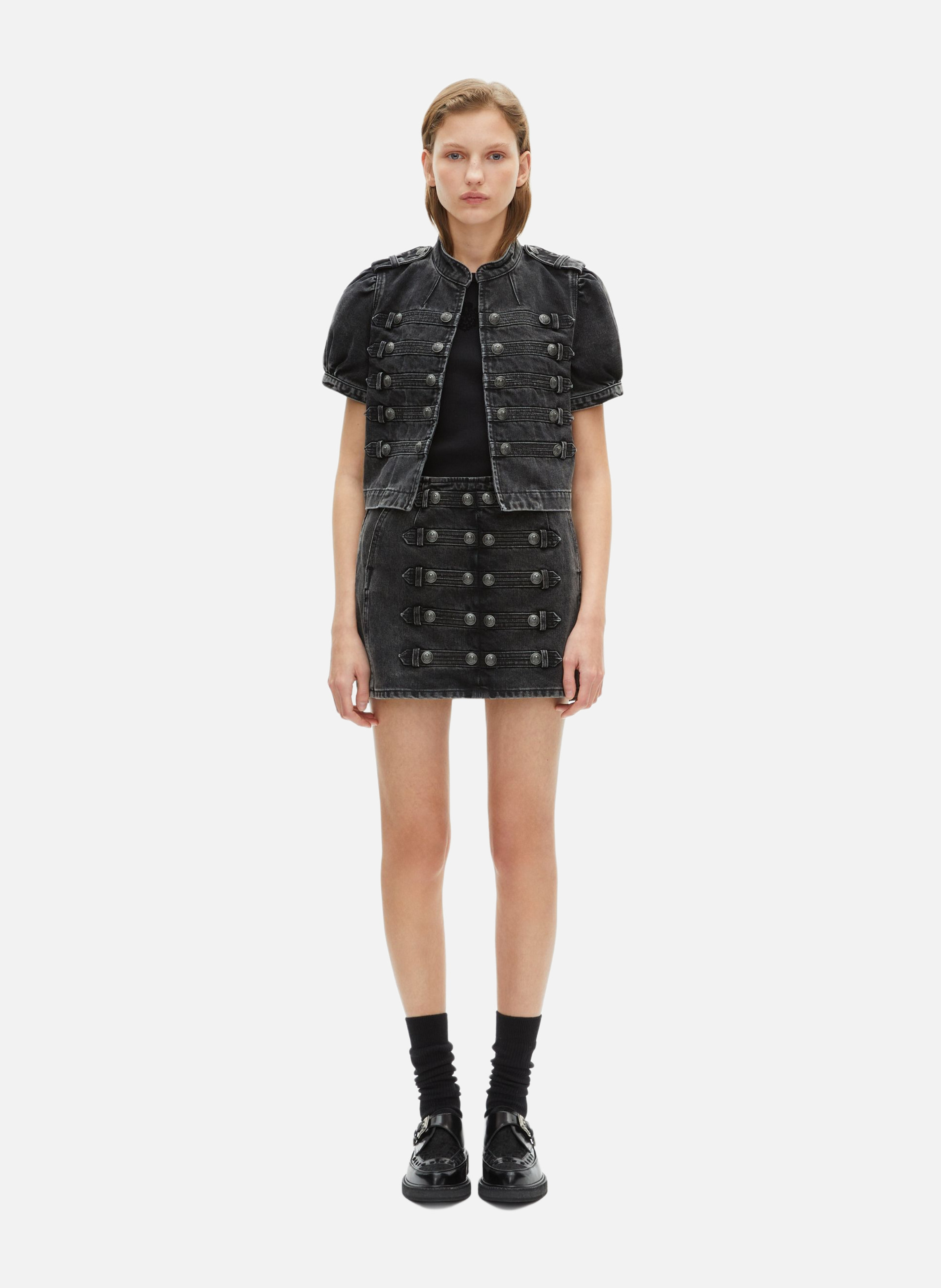 Blouson manches courtes style officier en denim THE KOOPLES 