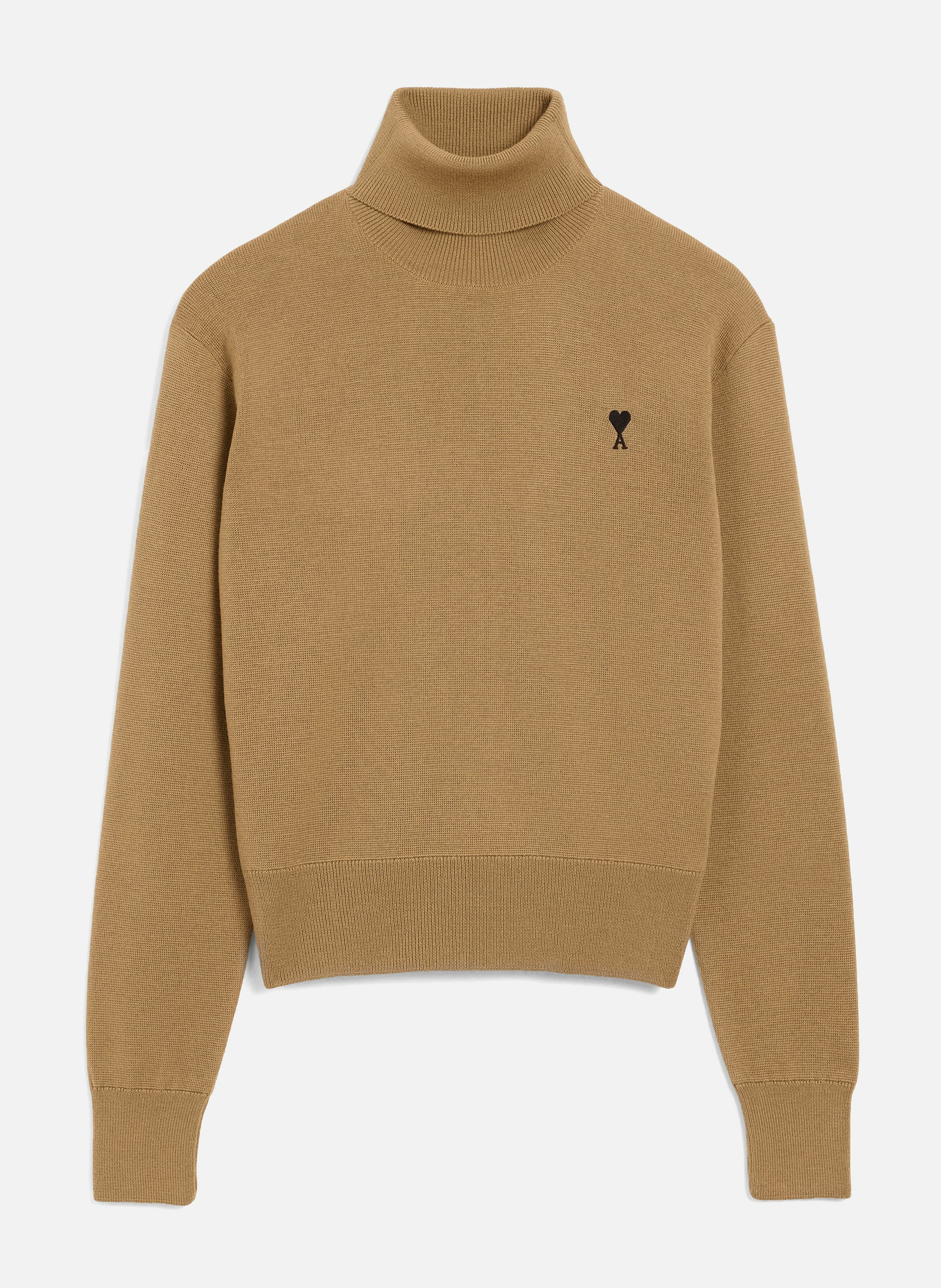 Pull col roulé ami de coeur en laine AMI PARIS Marron