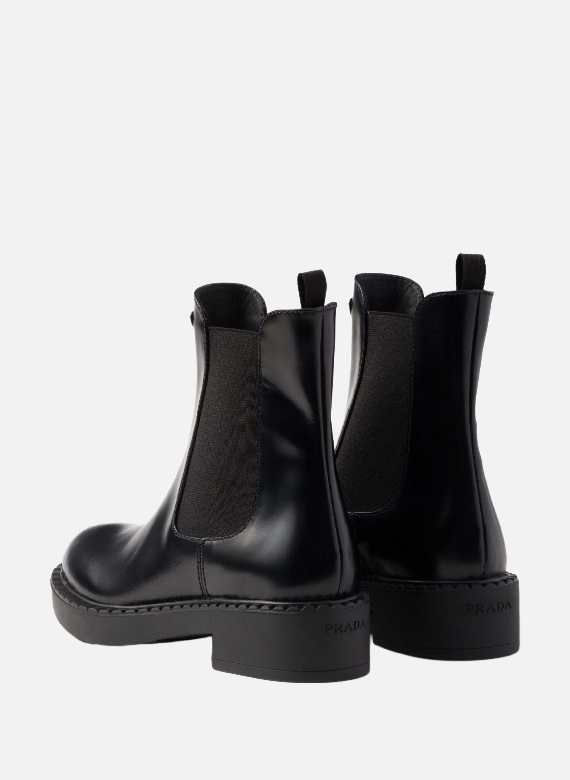Bottines en cuir brossé PRADA Noir