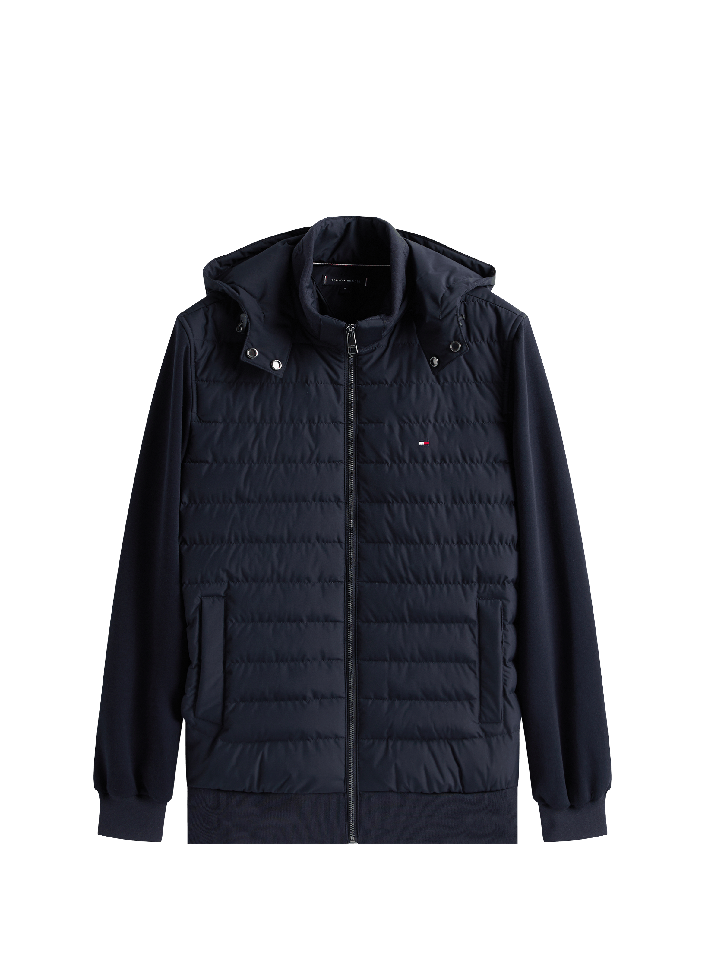 Jacket with removable hood in mixed cotton TOMMY HILFIGER Blue