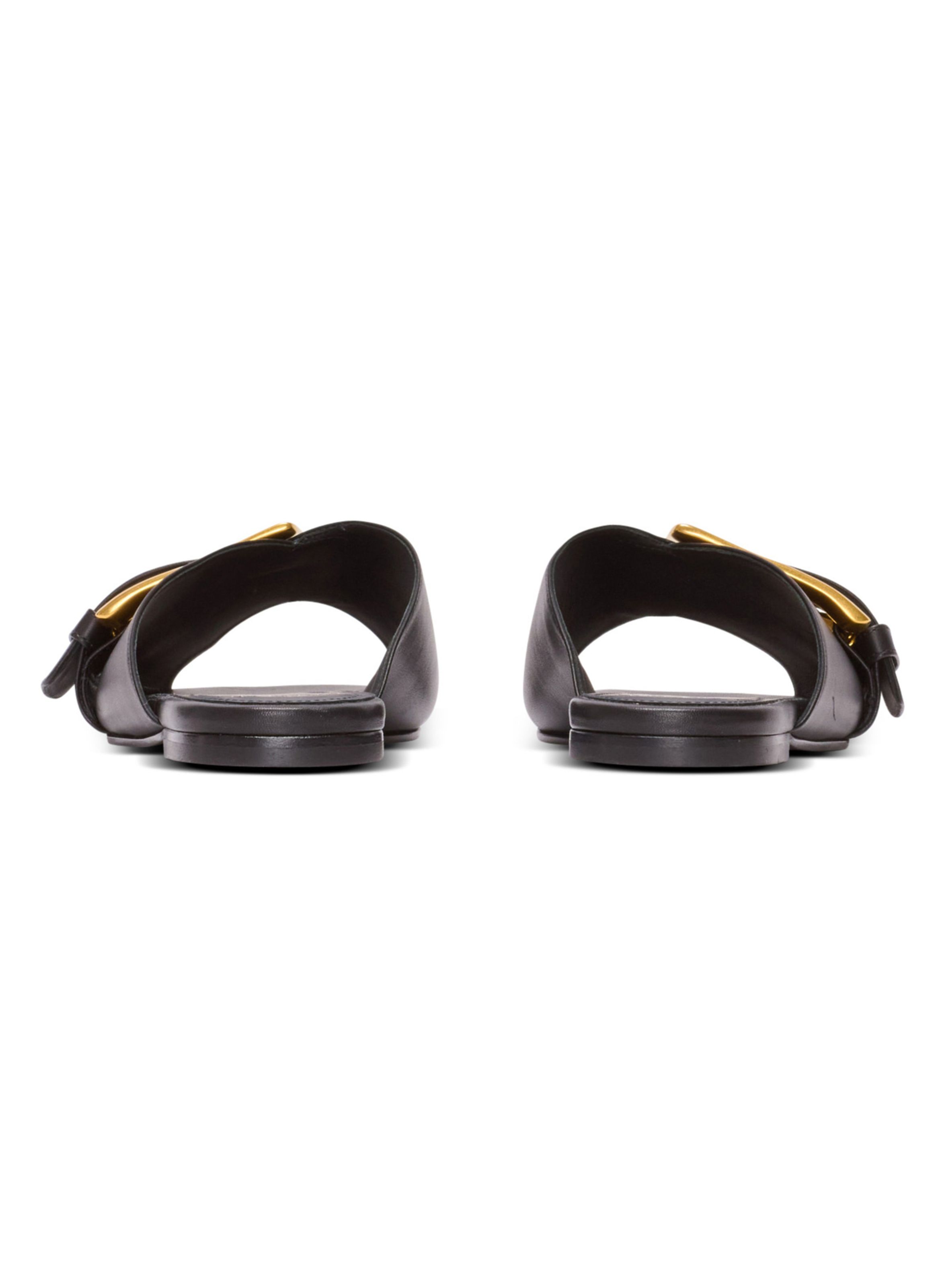 Sandales plates anthem en cuir de veau BALMAIN Noir