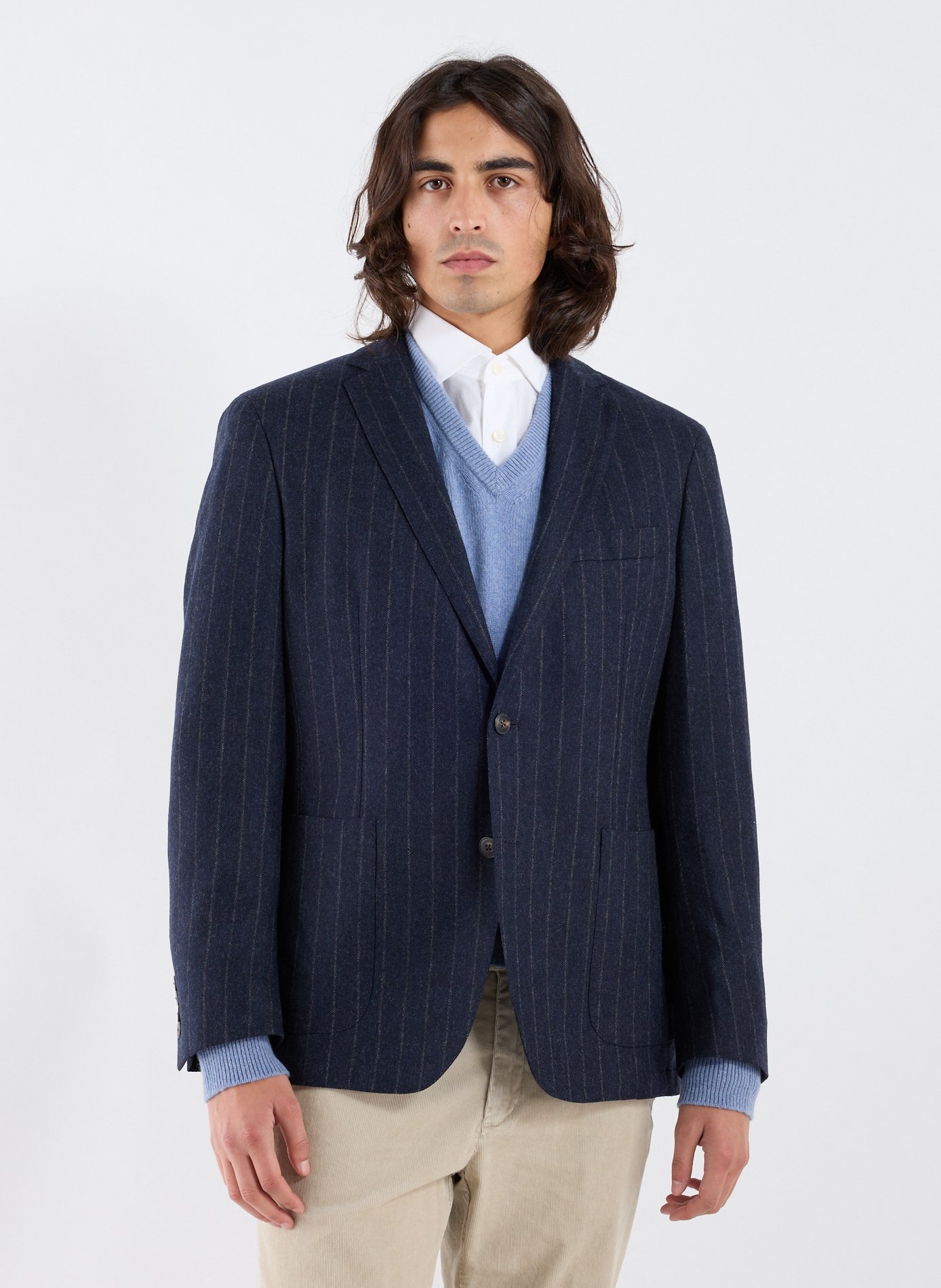 Striped wool blend shirt HACKETT Blue