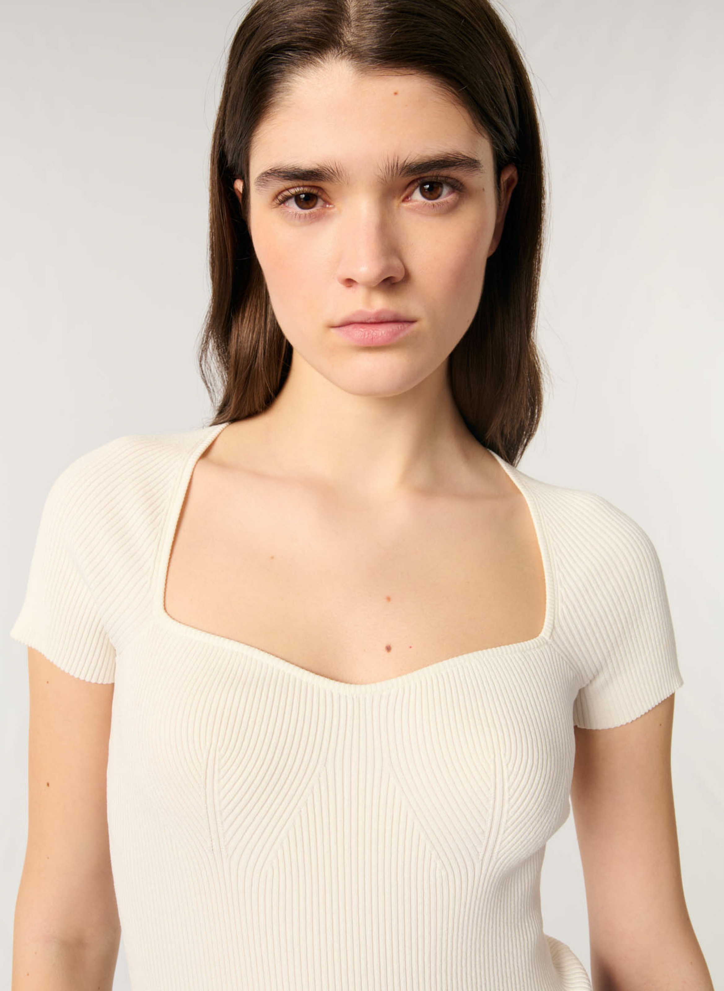 Top moulant en maille MAJE Beige
