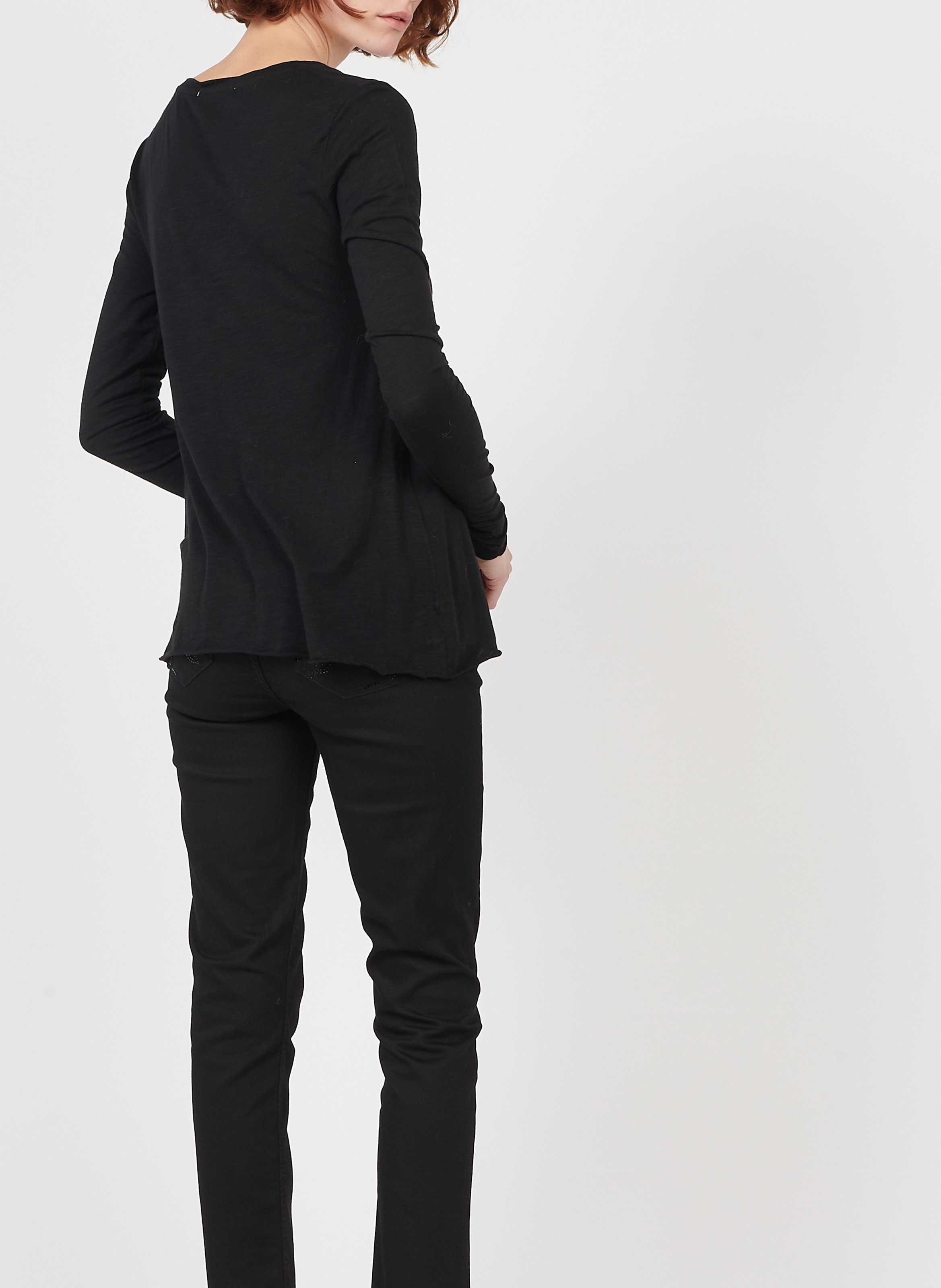 Tee-shirt col v en coton mélangé jacksonville AMERICAN VINTAGE Noir