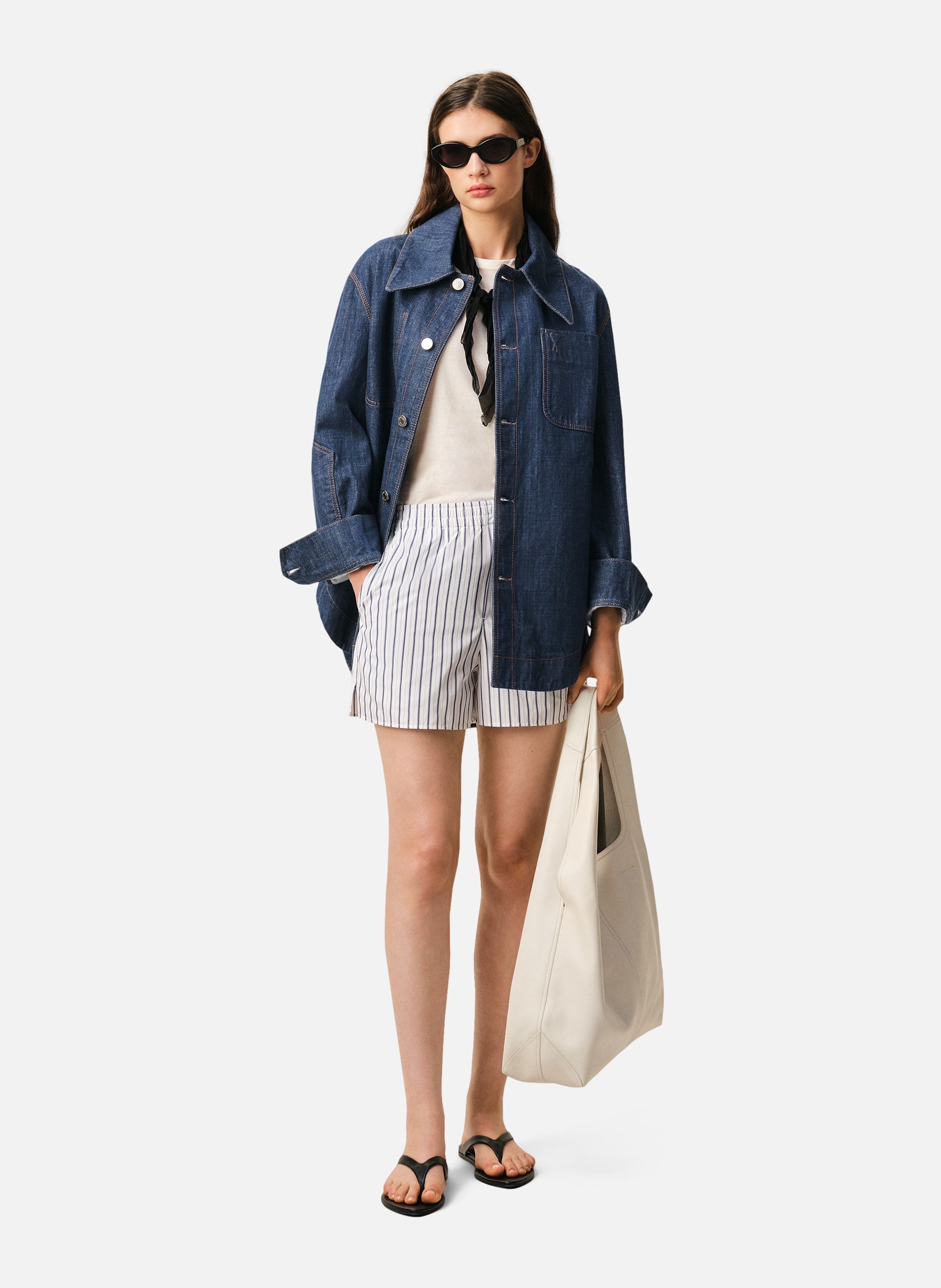 Surchemise worker ami de coeur unisexe en coton AMI PARIS Bleu