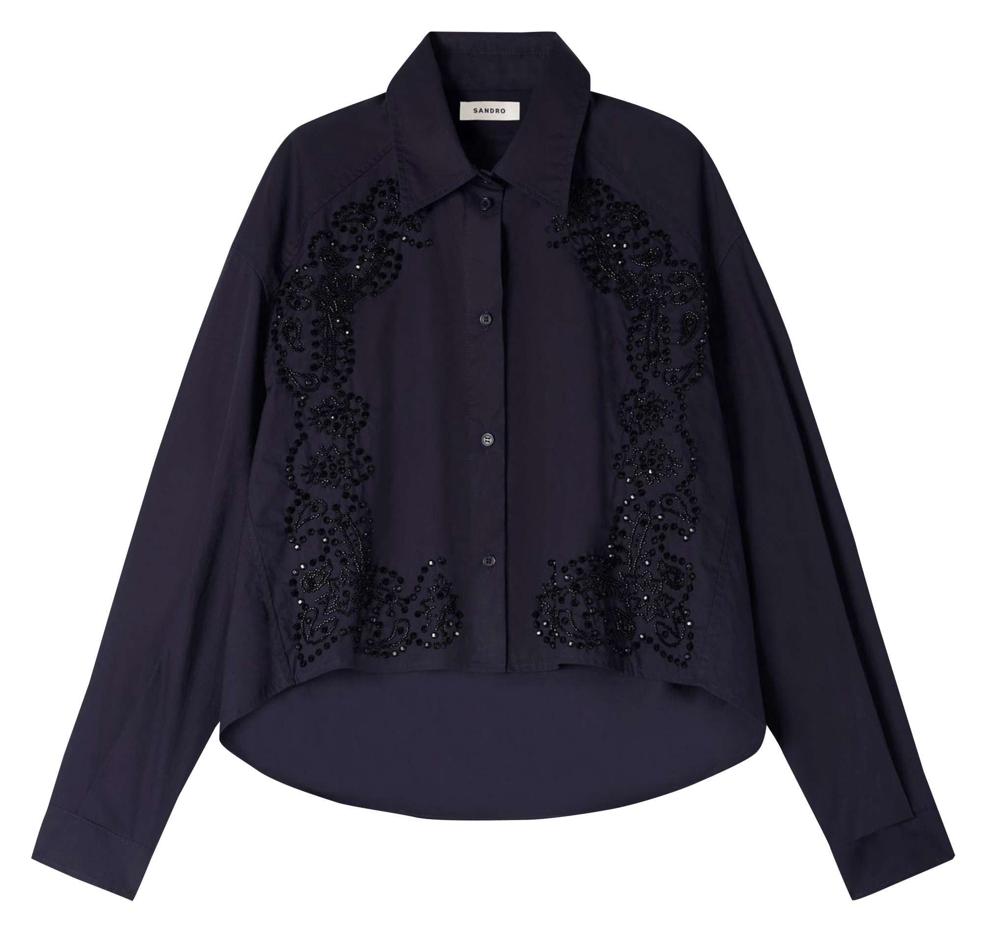 Chemise asymétrique ample à strass SANDRO Bleu