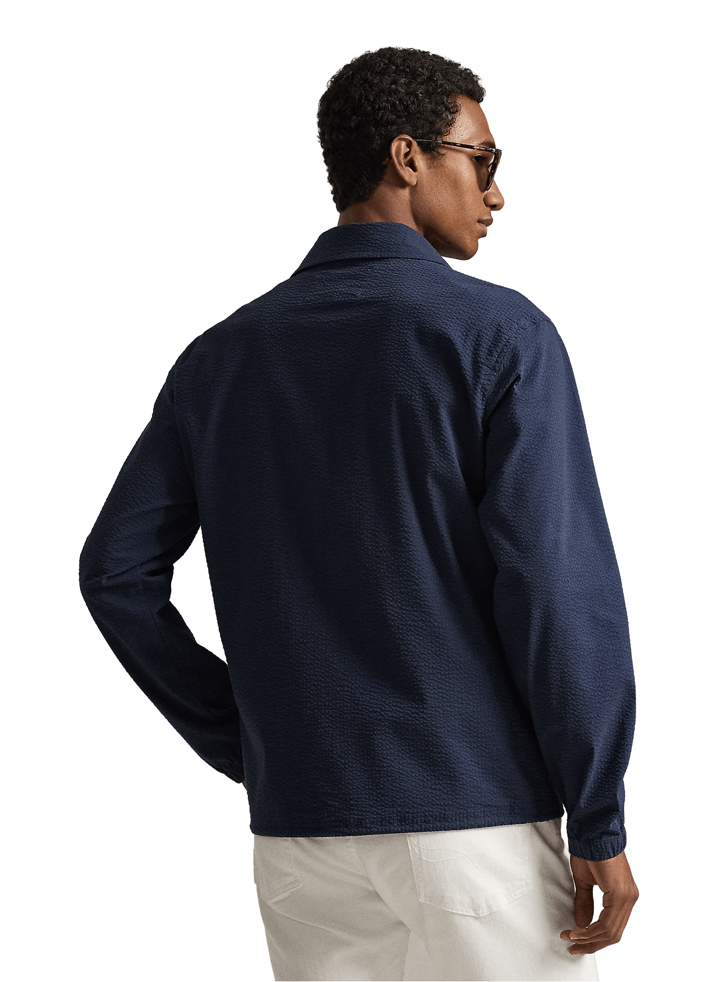 Straight Textured Cotton Blend Jacket POLO RALPH LAUREN Blue