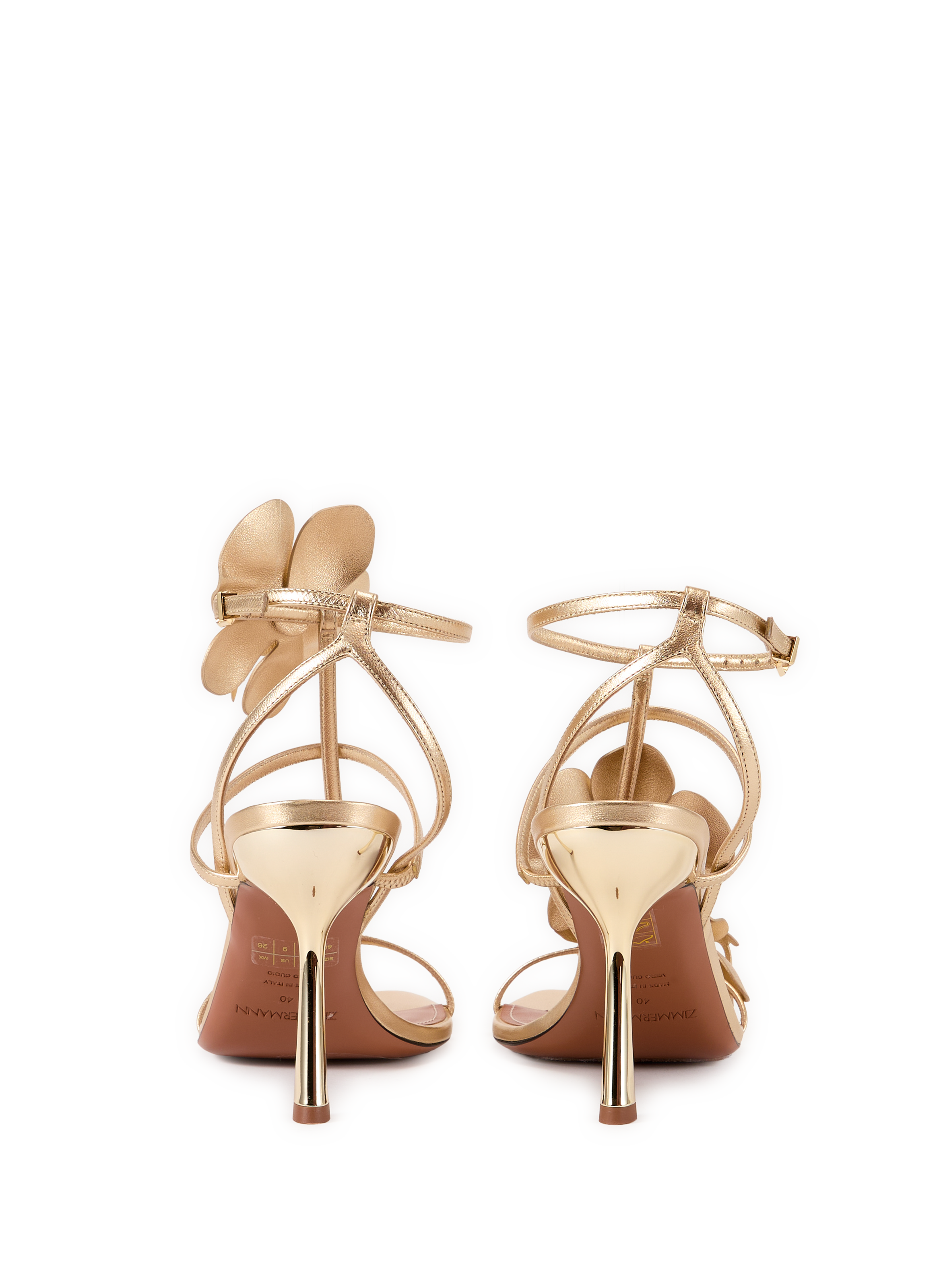 Heeled sandals with leather flowers ZIMMERMANN Golden