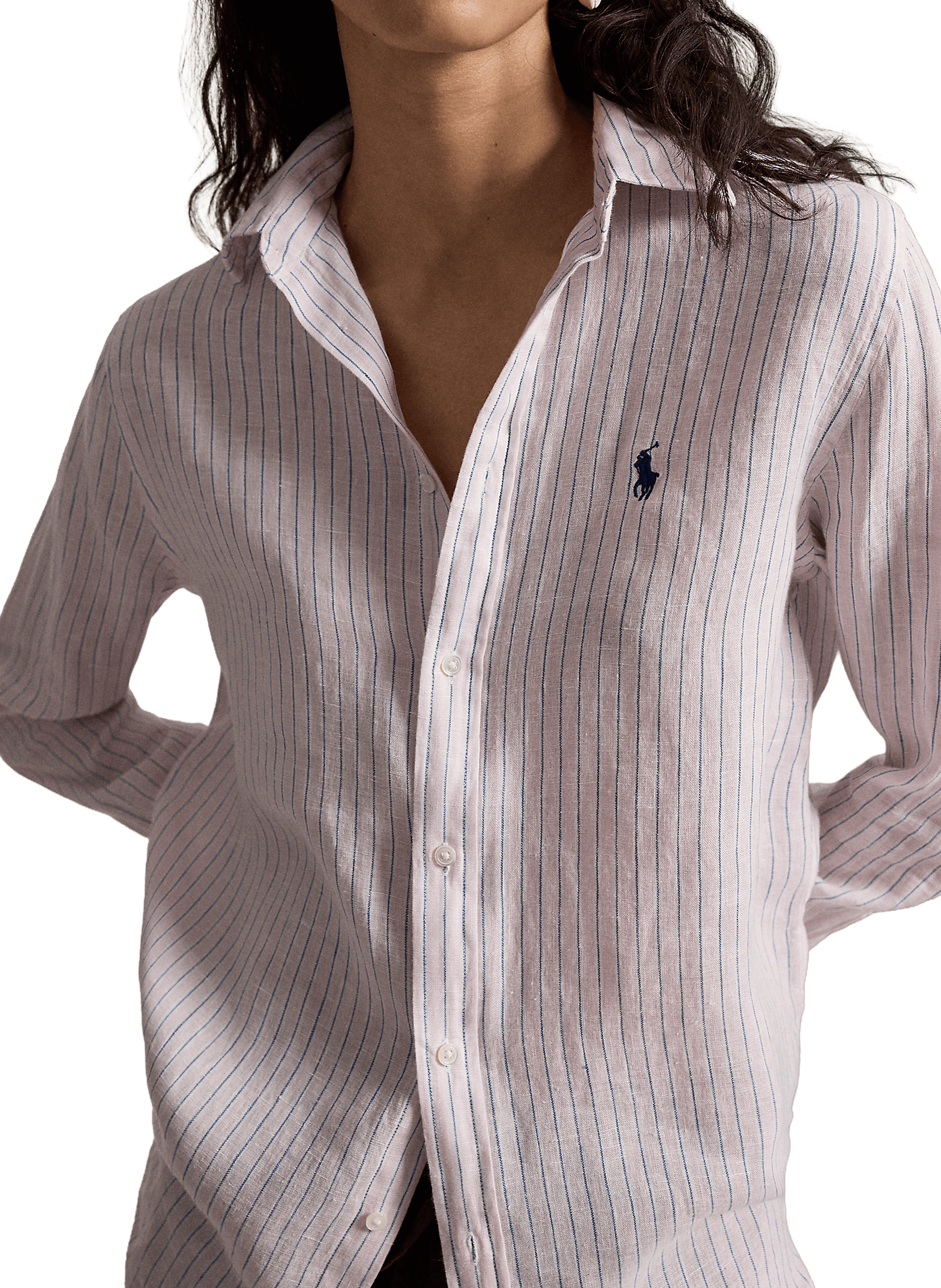 Chemise rayée en lin POLO RALPH LAUREN Rose
