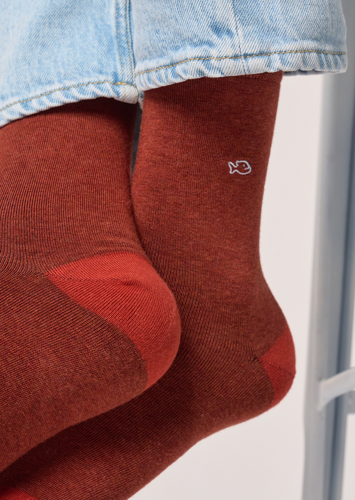 Chaussettes en coton peigné unies BILLYBELT Rouge