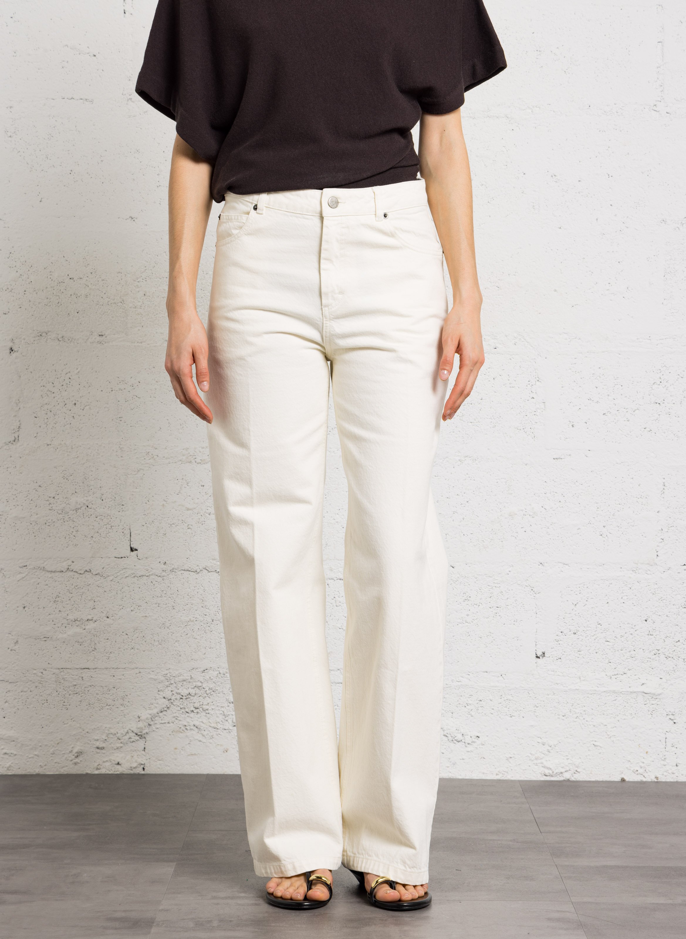 Jean large taille mi-haute calvin SOEUR Beige