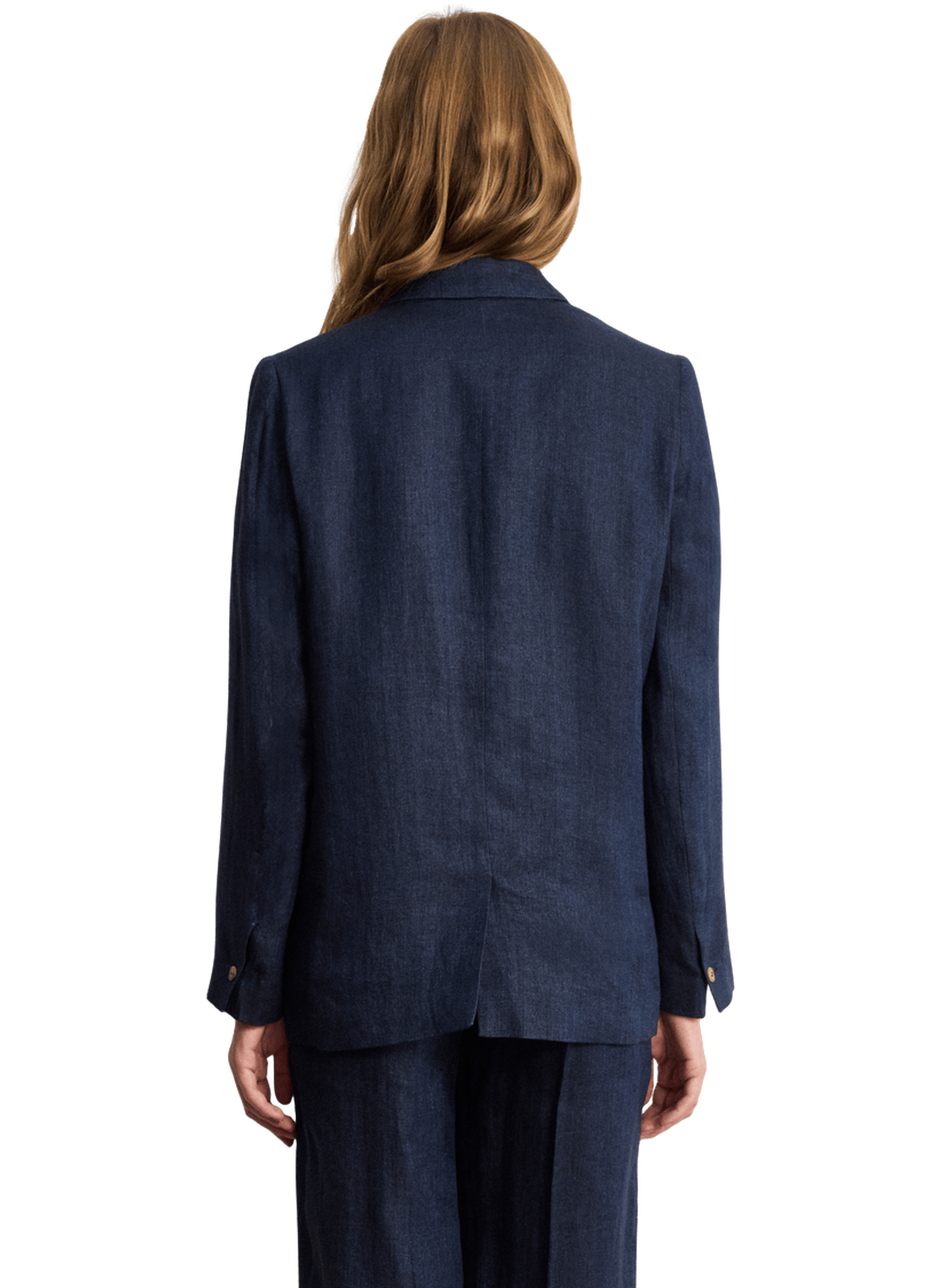 Veste de tailleur en lin à chevrons - mayssa PABLO Bleu