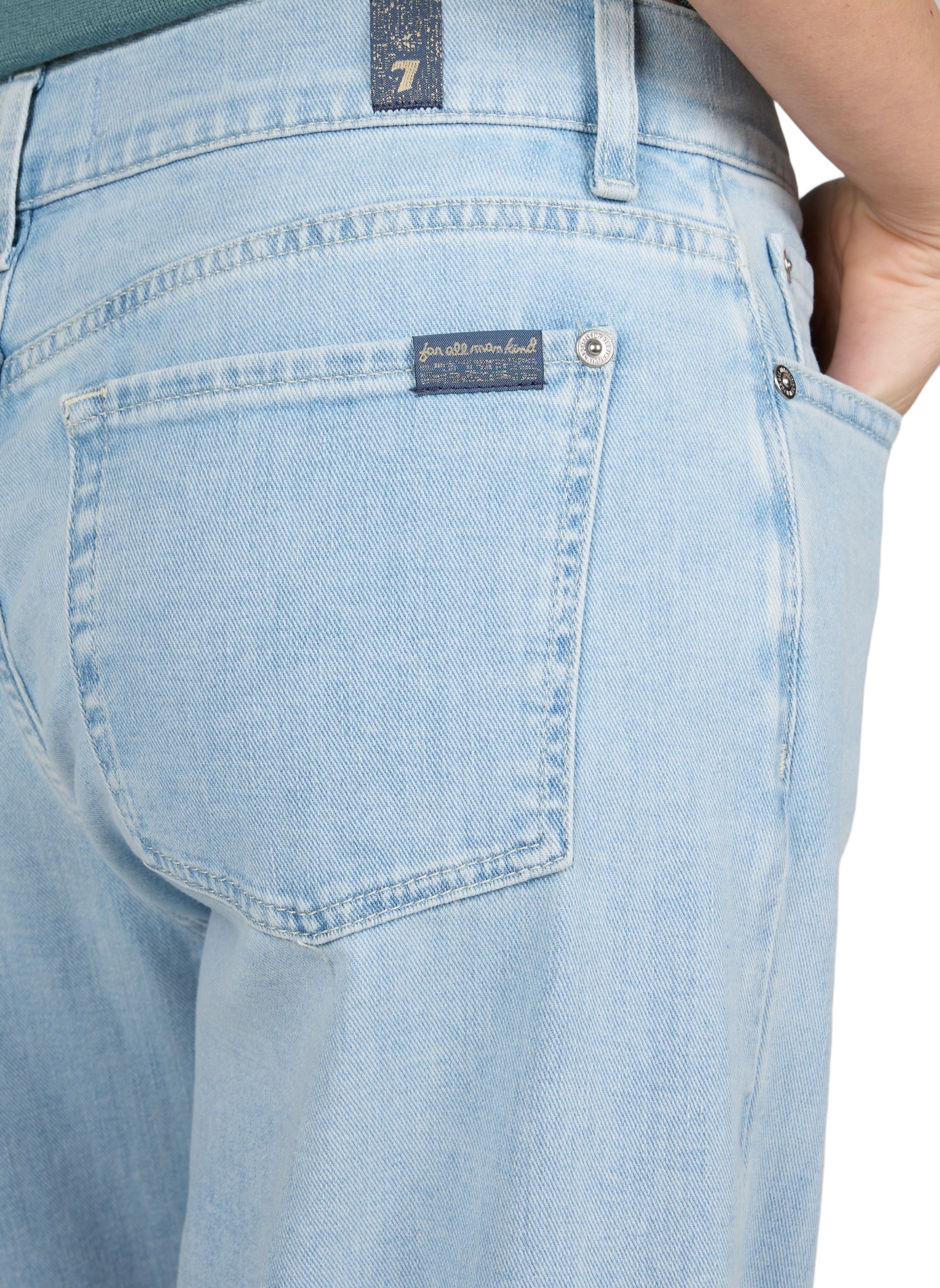 Jean large Lotta Ankle en coton mélangé 7 FOR ALL MANKIND Bleu
