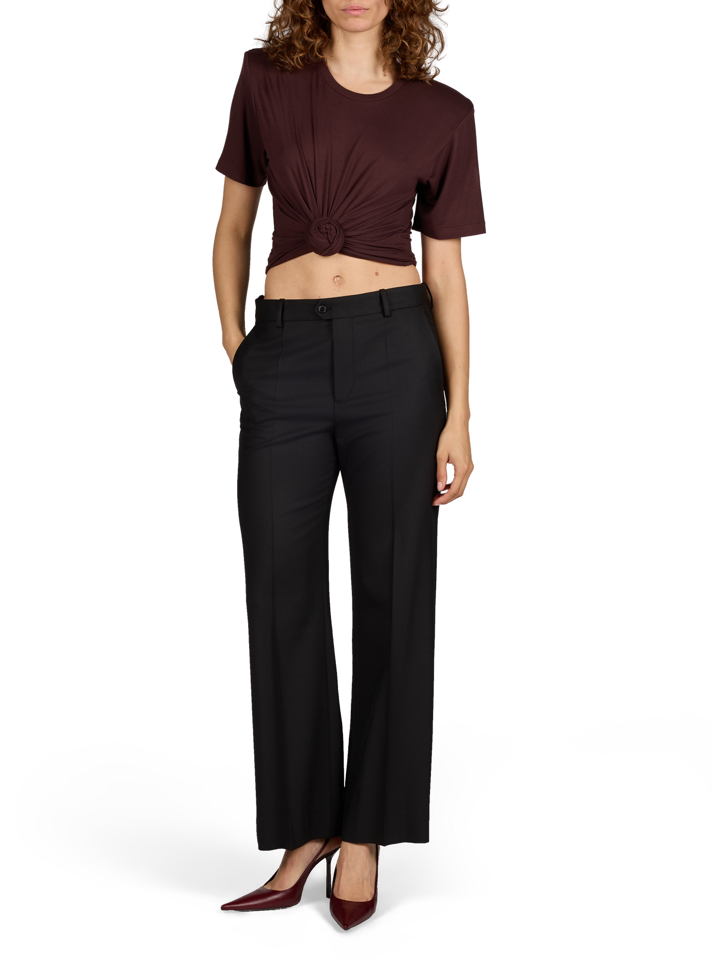 <p>T-shirt with front knot</p> MAGDA BUTRYM Brown