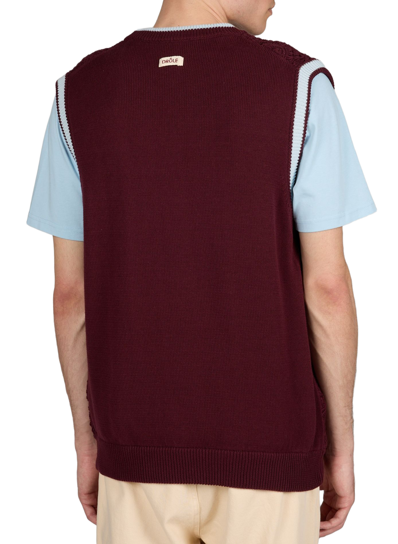 Sleeveless straight cotton knit sweater DROLE DE MONSIEUR Red