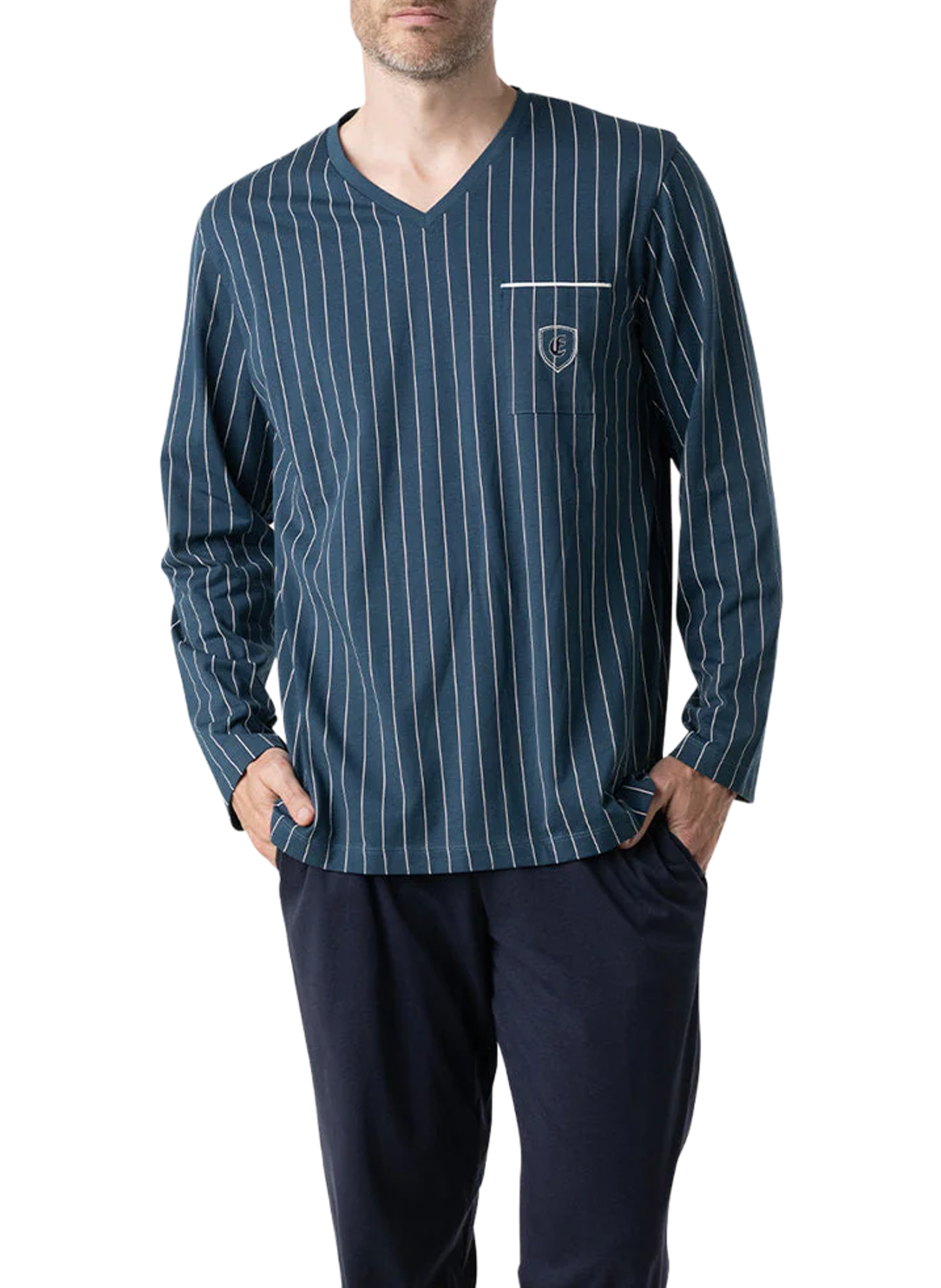 Cotton check pyjama set EMINENCE Blue