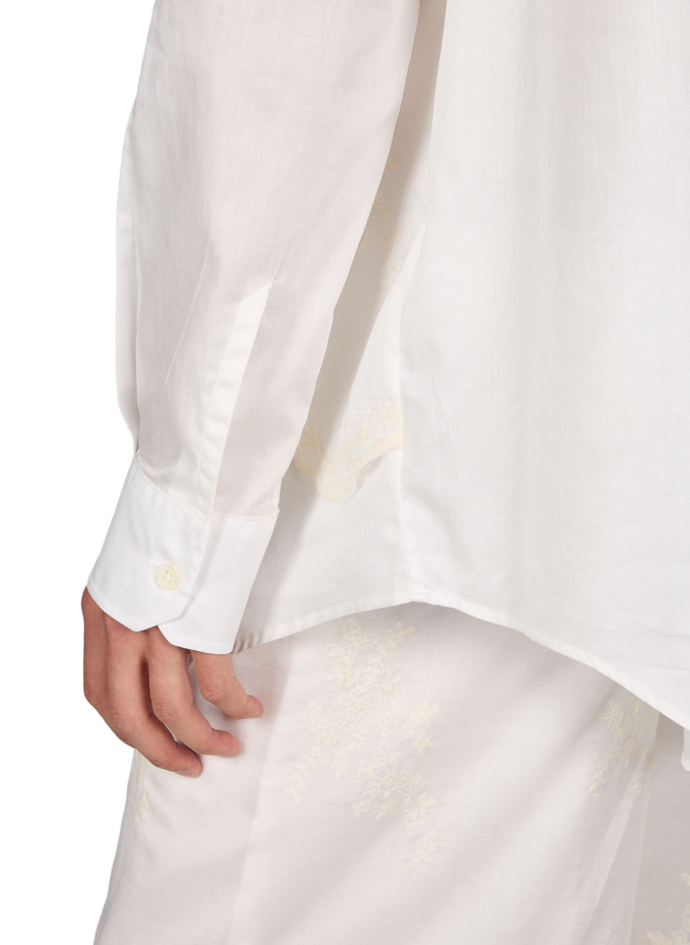 Chemise broderies fleurs en coton OUR LEGACY Blanc