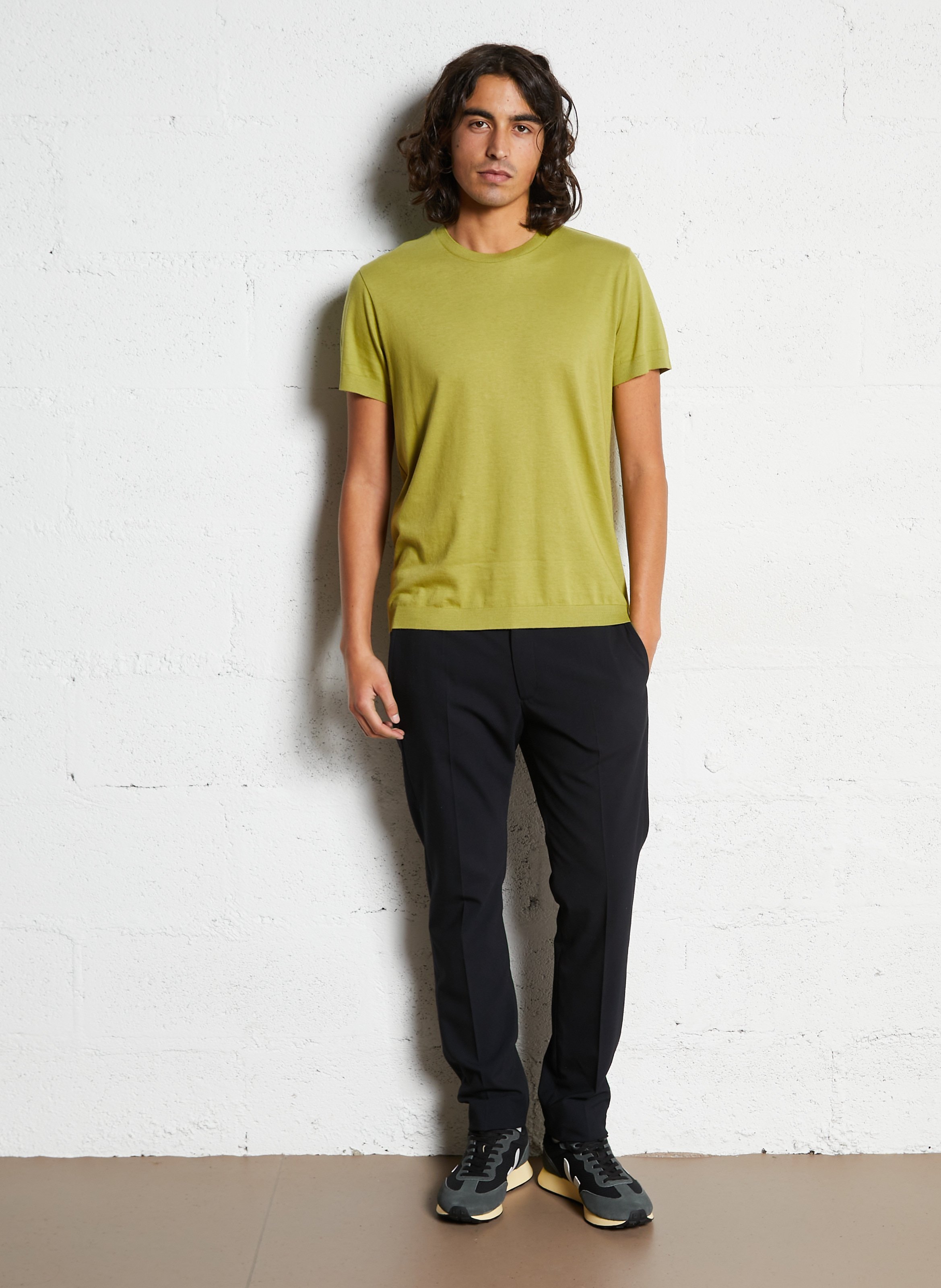 Tee-shirt droit col rond en coton mélangé IKKS Vert