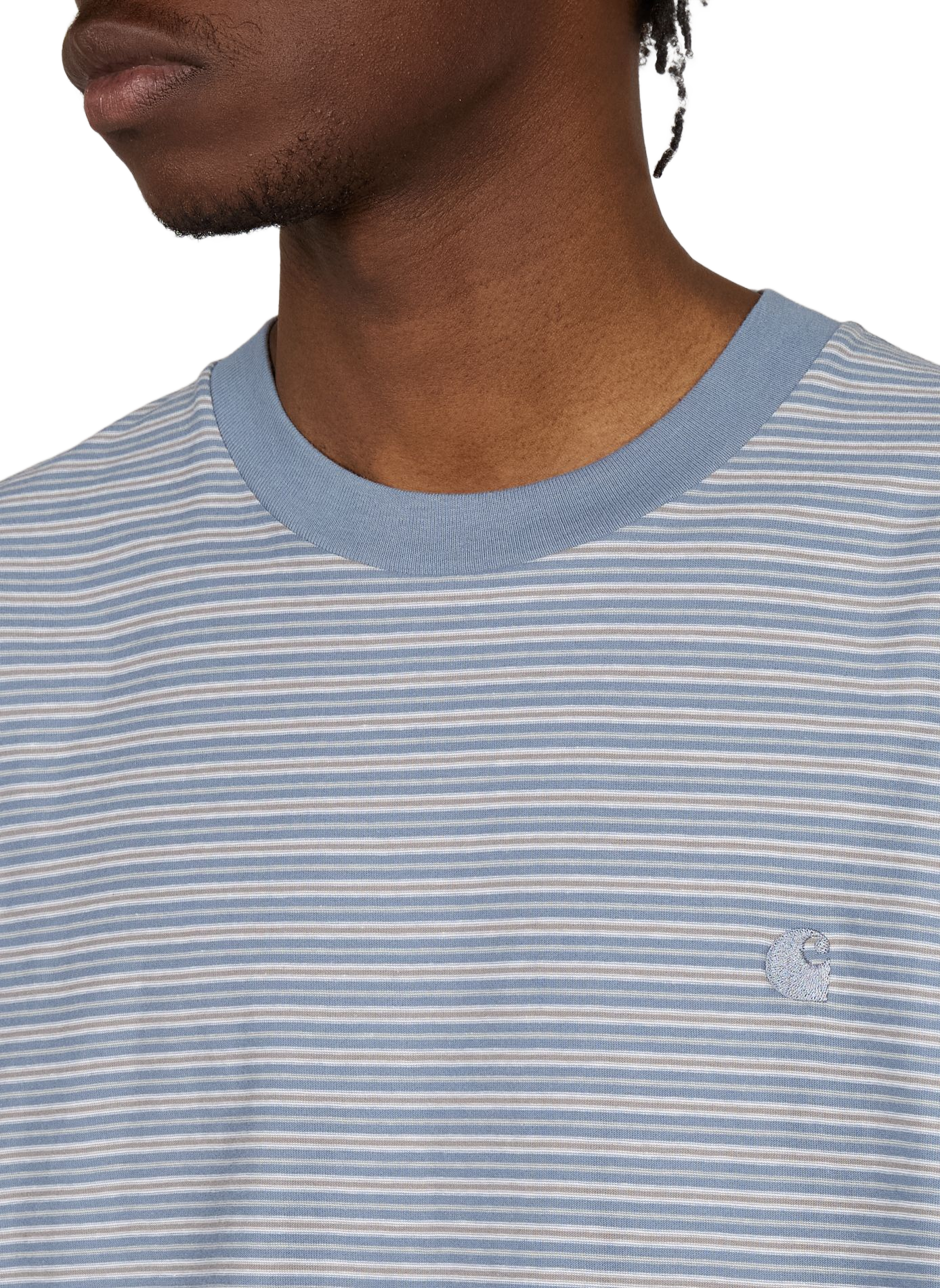 Straight round neck striped cotton t-shirt CARHARTT WIP Blue
