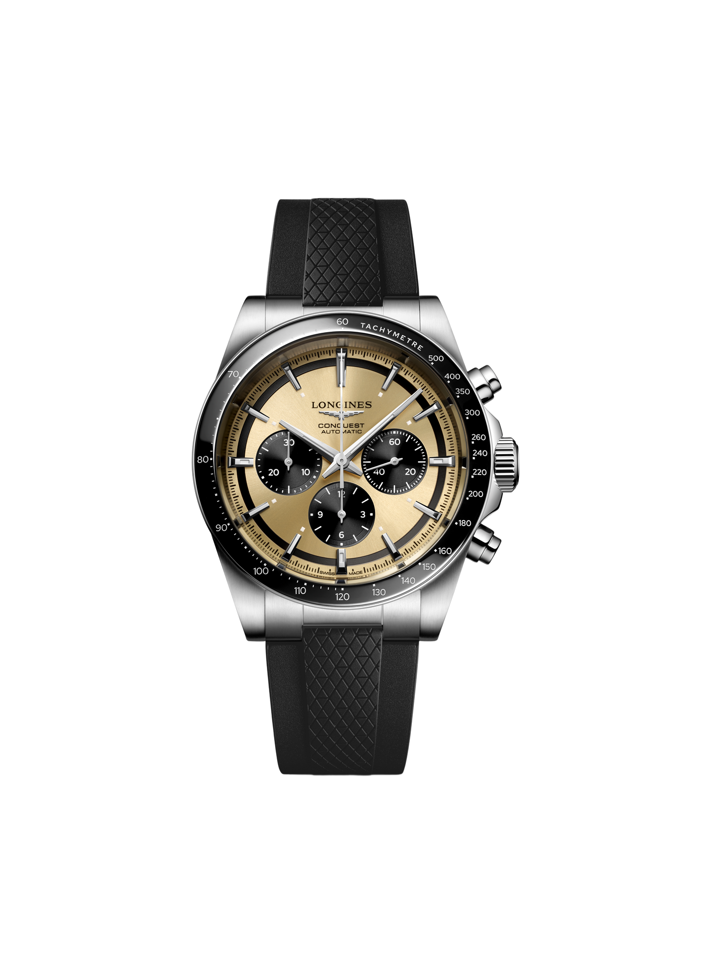 Montre atutomatique Conquest 2023 en caoutchouc LONGINES Marron