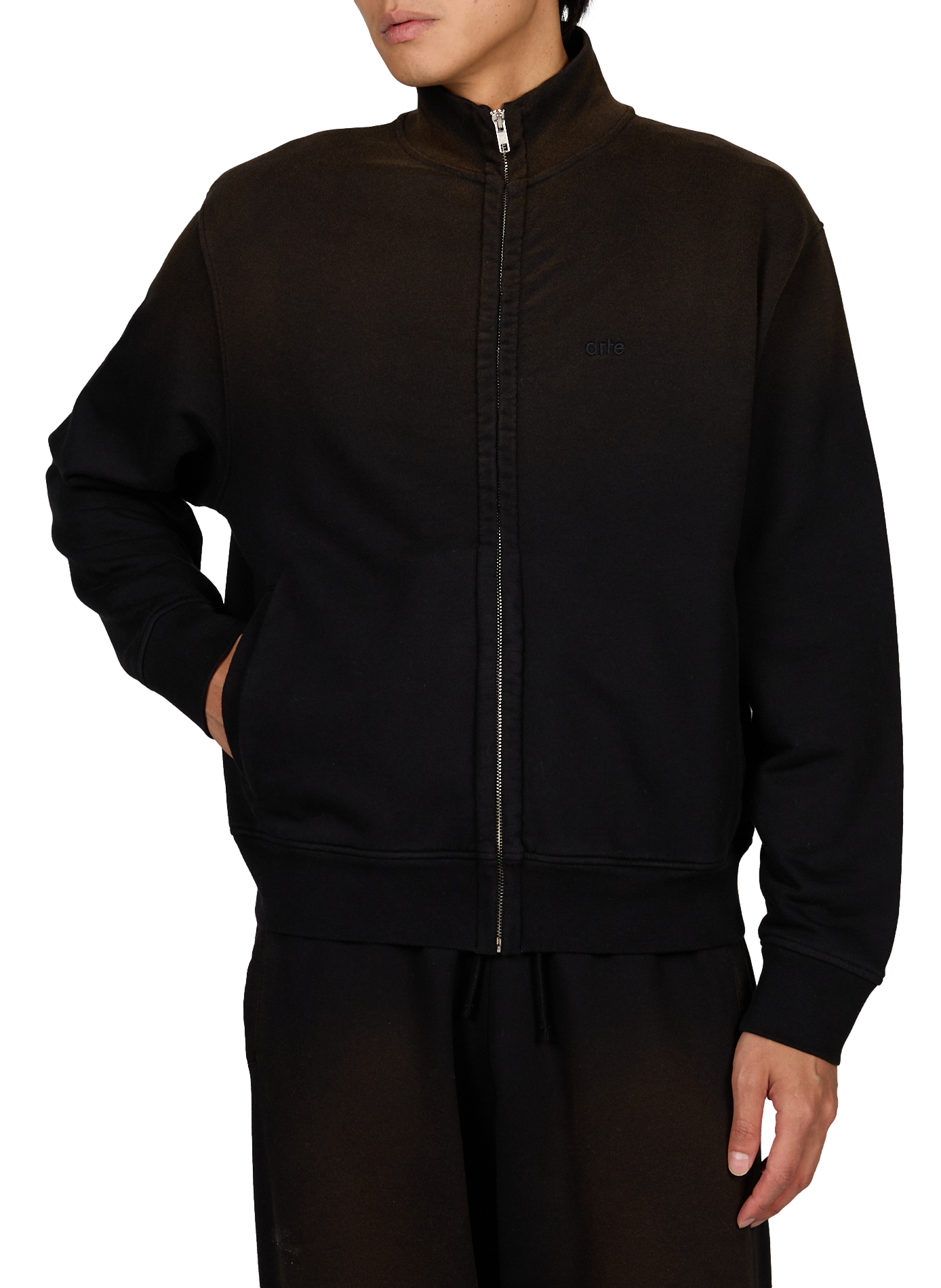 Oversized zip-up cotton sweatshirt ARTE ANTWERP Black