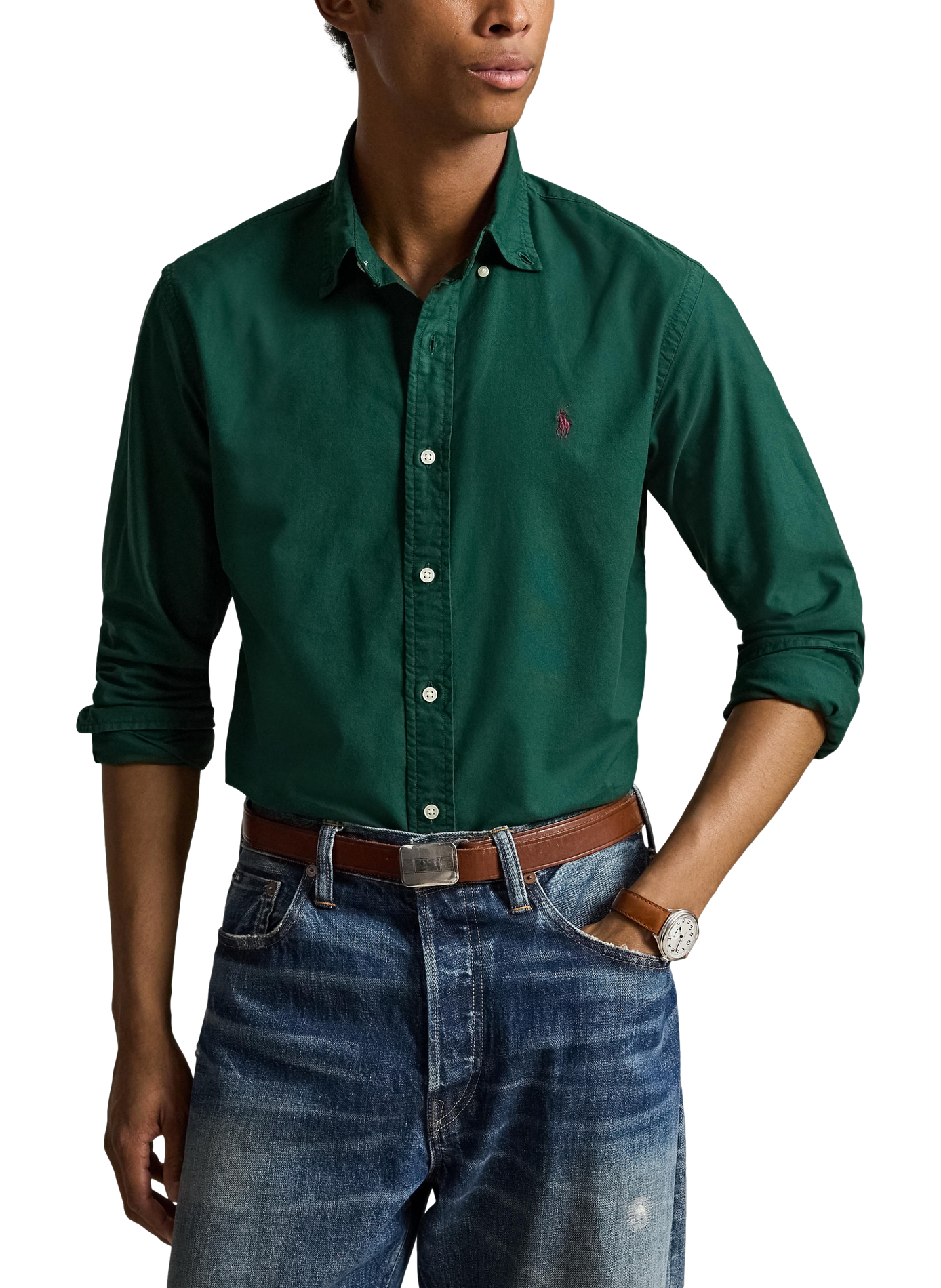 Long-sleeved cotton shirt | Green POLO RALPH LAUREN Men