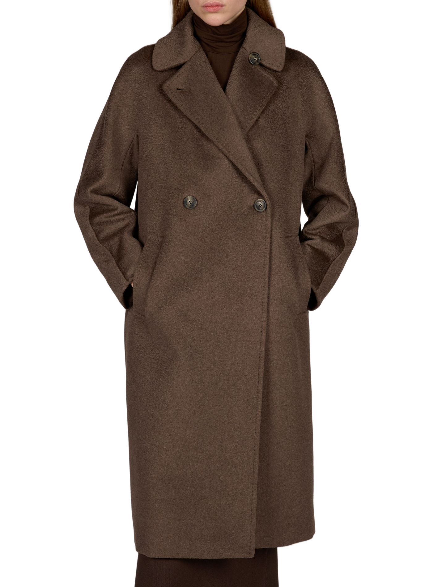 Long belted virgin wool coat MAX MARA WEEK END Brown