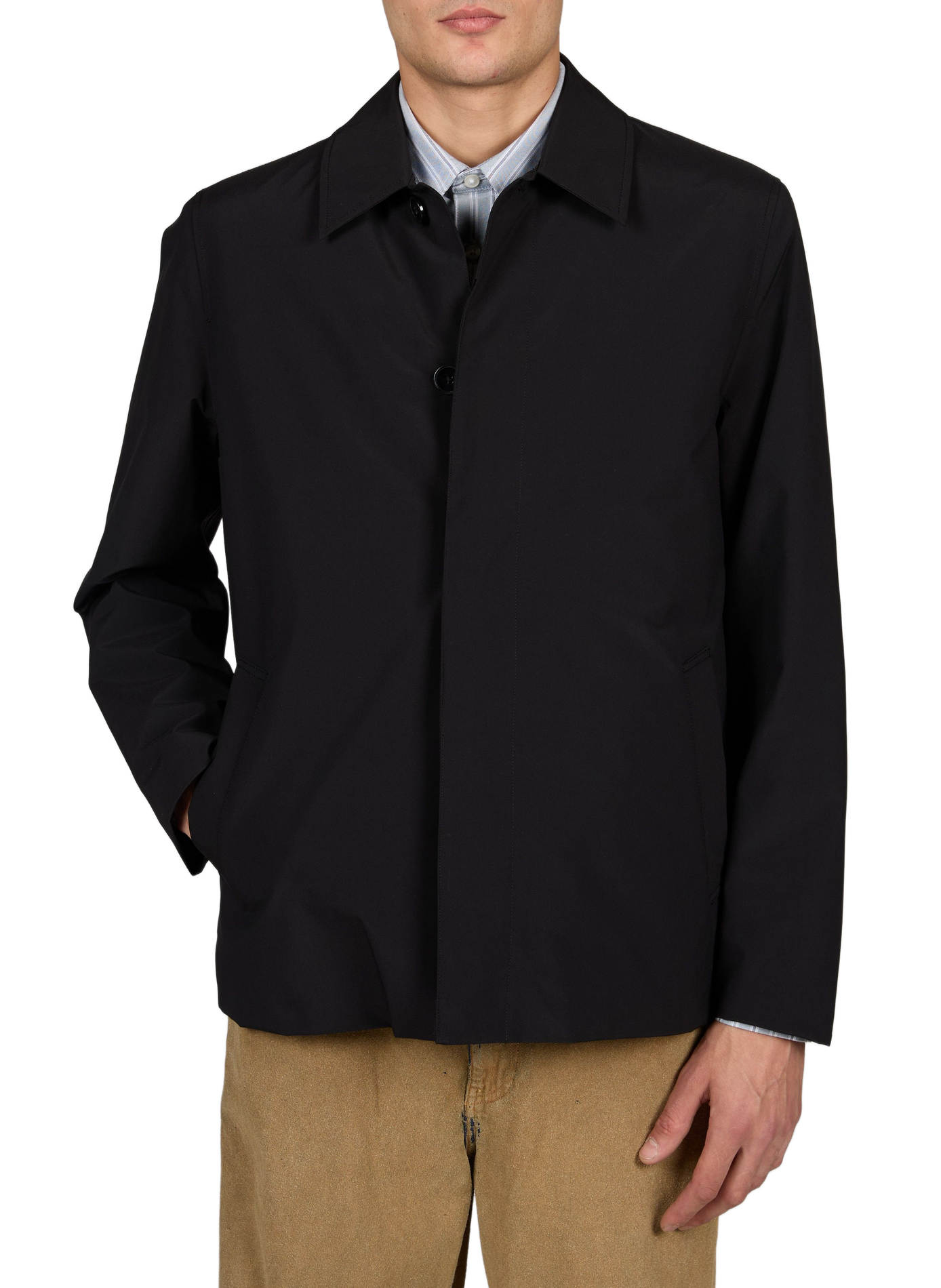 Short straight parka with classic collar SAMSOE SAMSOE Black