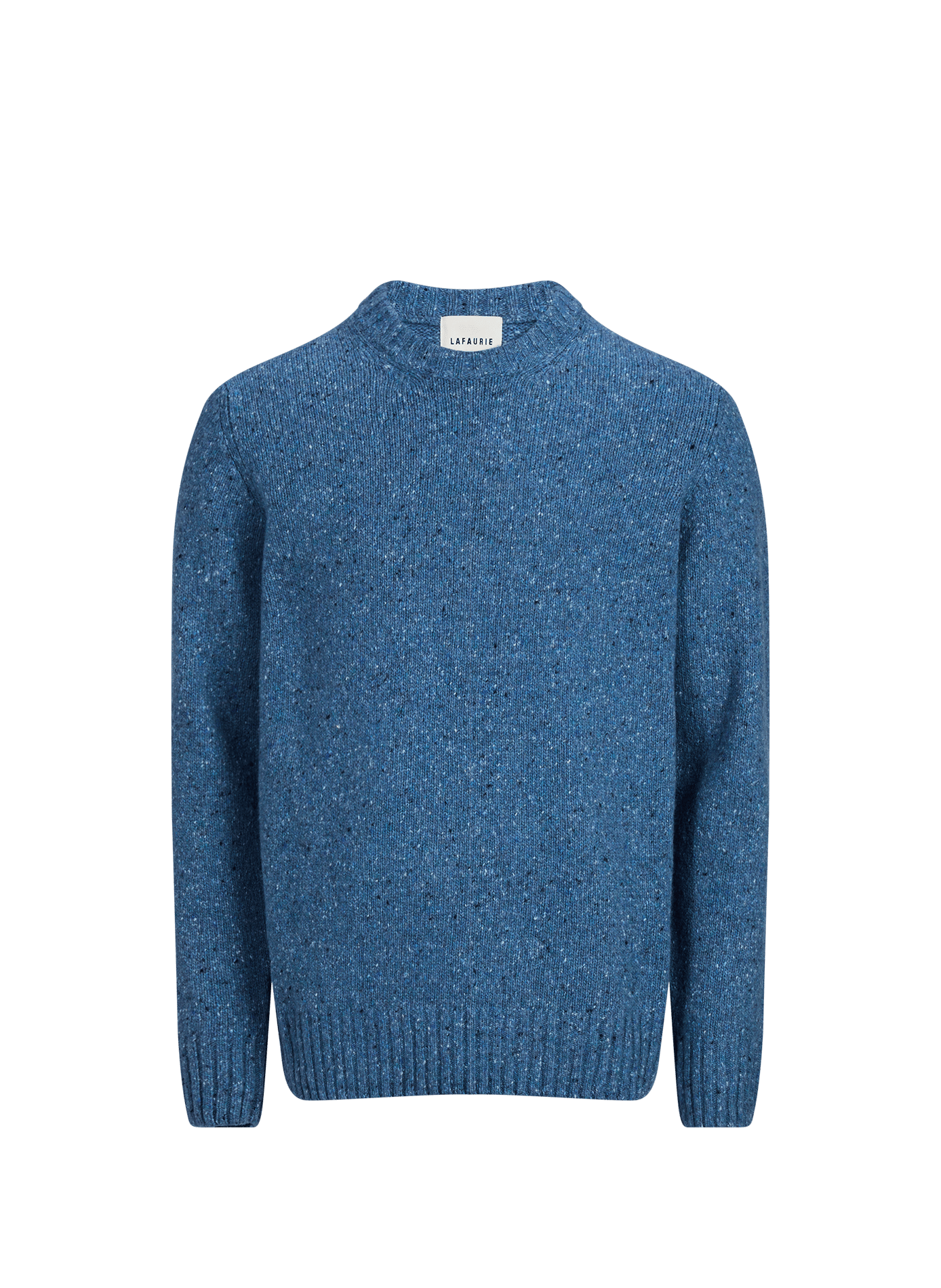 Pull col rond droit moucheté en laine mélangée LAFAURIE Bleu