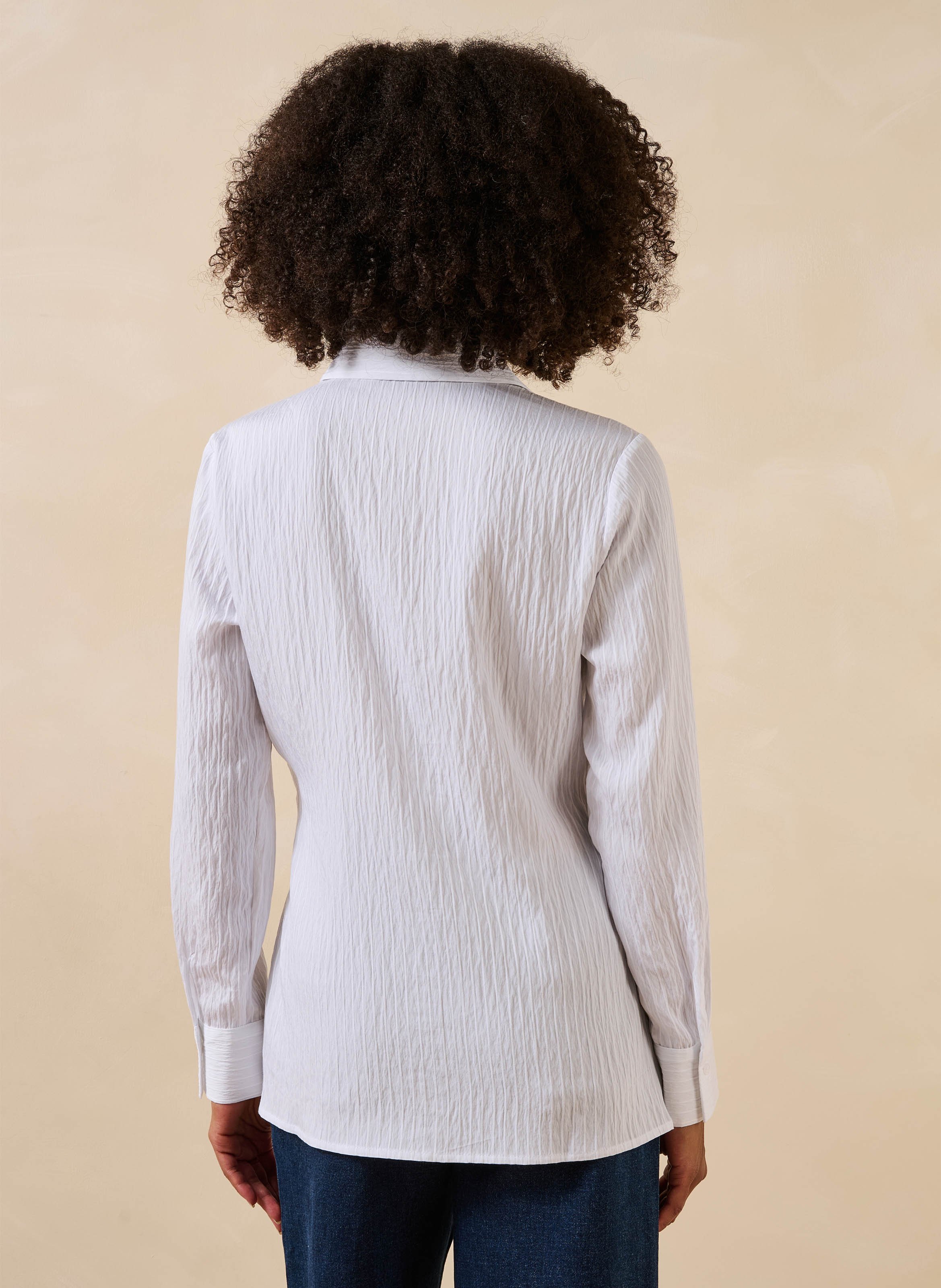 Blouse met klassieke kraag en splitten LA FEE MARABOUTEE Wit