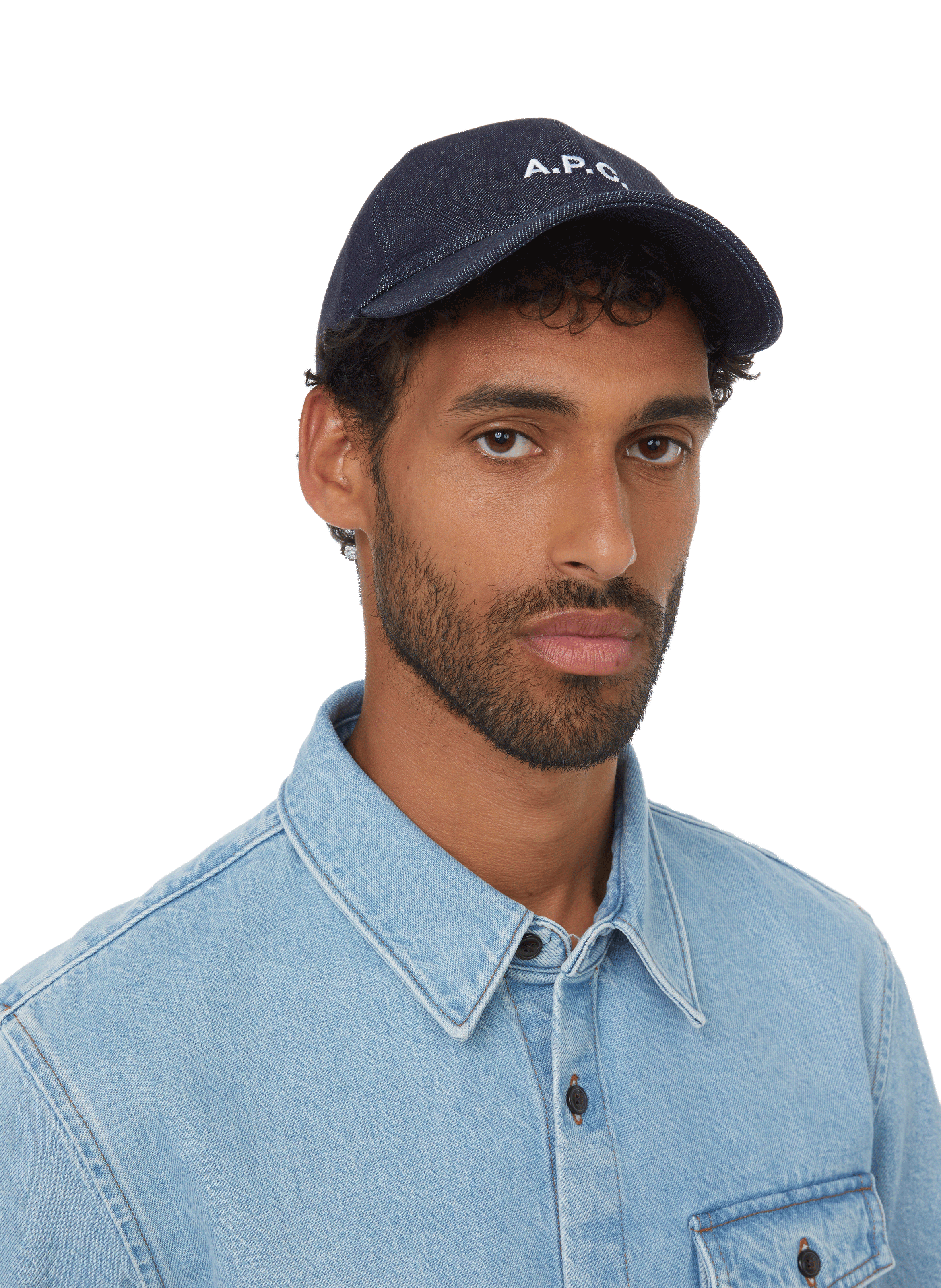 Charlie Cap aus Baumwoll-Denim A.P.C. Blau