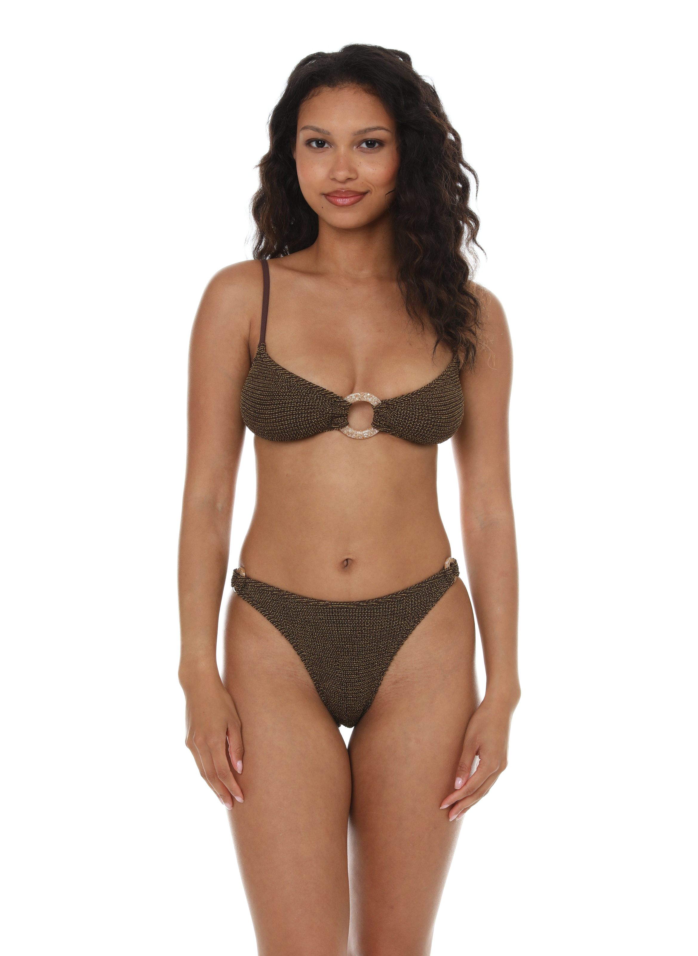 Haut de maillot de bain froissé BOND EYE Marron