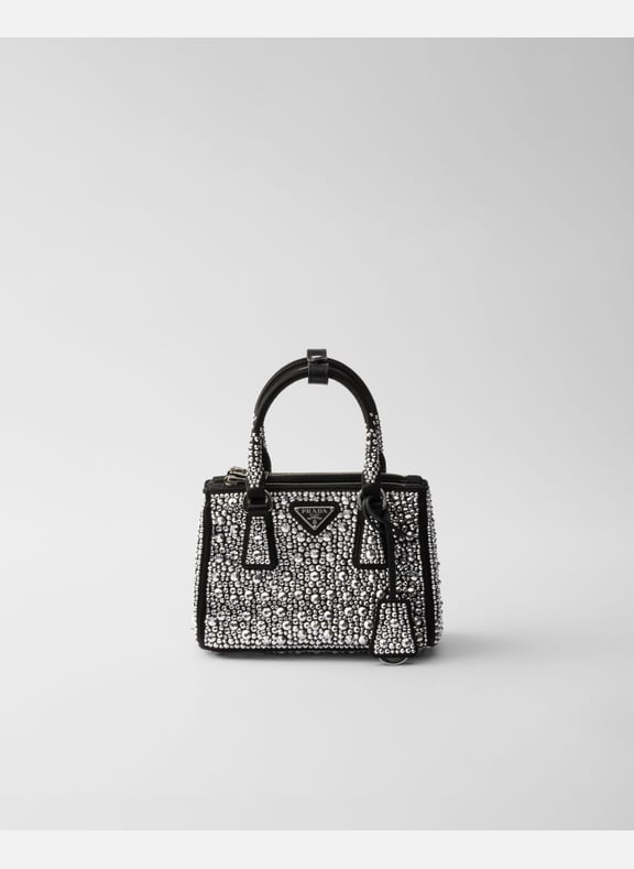 Micro sac prada galleria en satin avec décorations Argent by PRADA PRADA Micro sac prada galleria en satin avec décorations Argent